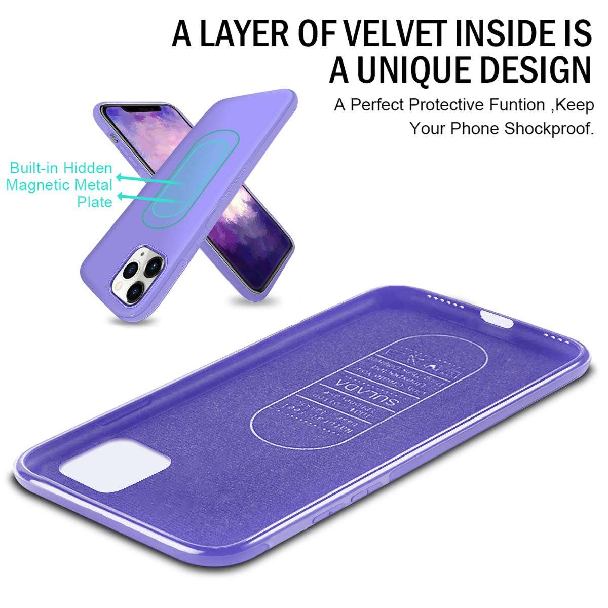 ESTPEAK Compatible with iPhone 12 pro max Magnetic Case 2020,[Invisible Built-in Metal Plate] Ultra Thin Support Magnetic Car Mount,Drop Protection Soft Bumper Protective Phone Case,Purple 5