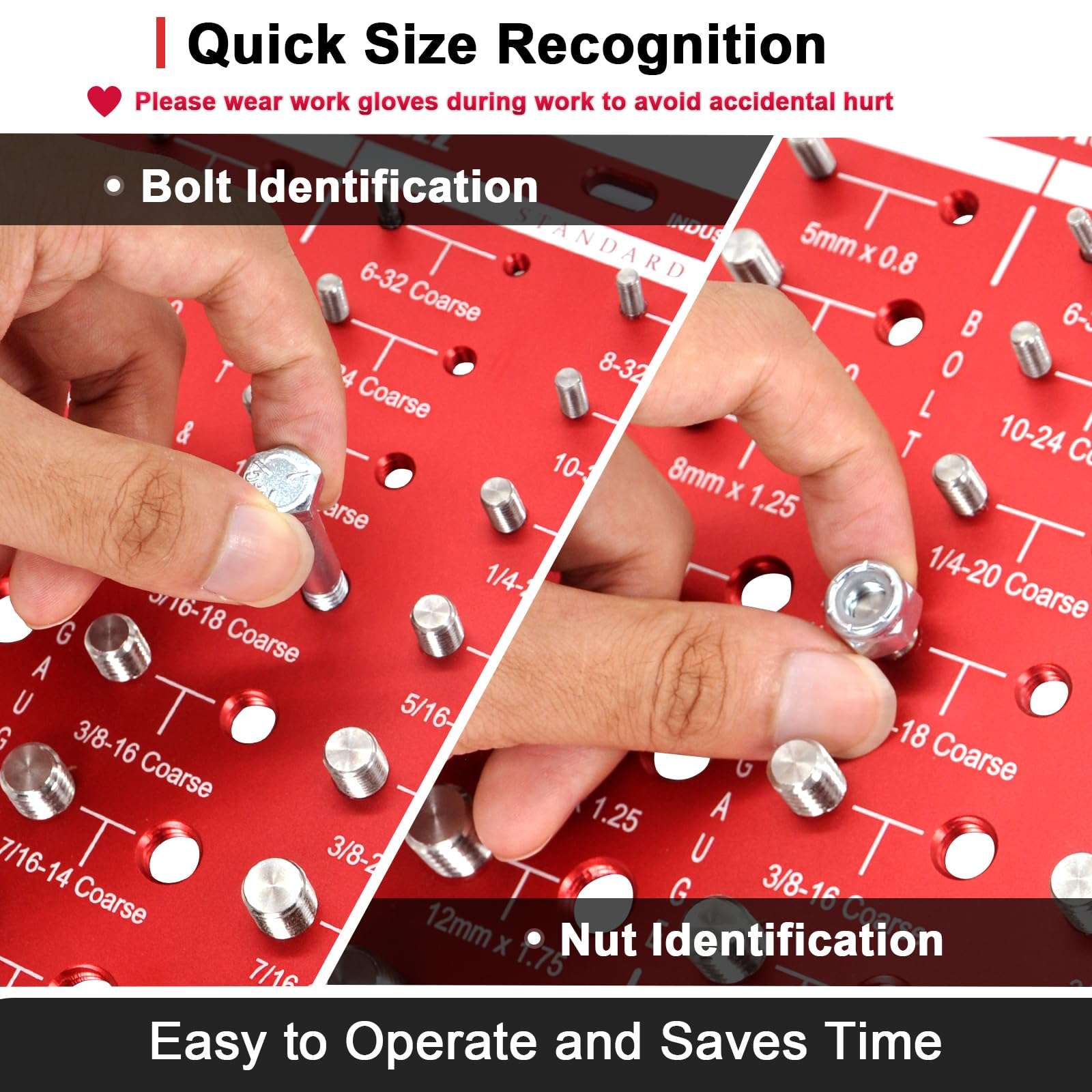 FODACEL Thread Checker, 28 Nut and Bolt Thread Checker, Accurate Size, Thick Enough Bolt Size and Thread Gauge Identifier, Clear Markings, Standard Ruler with Inches and Centimeters On Both Sides 5