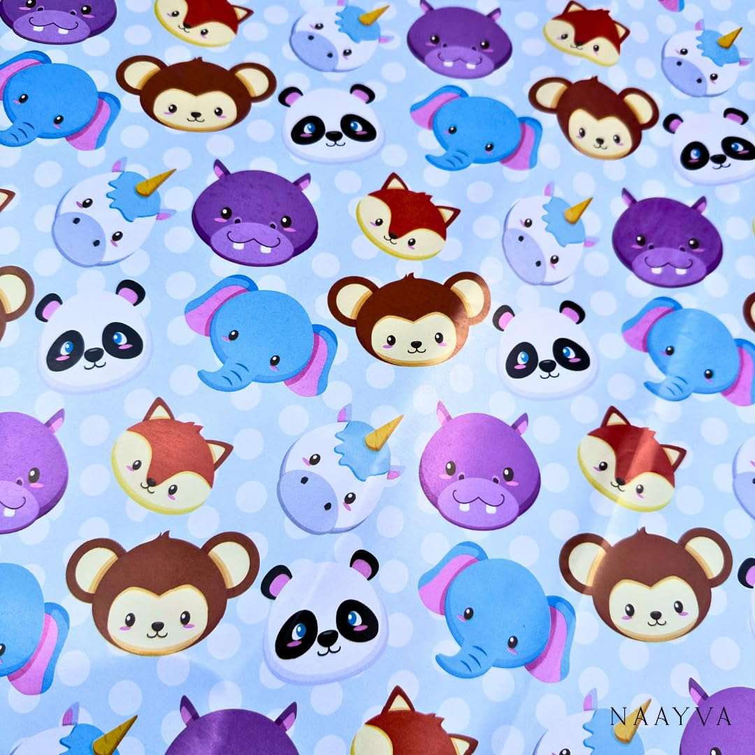 Naayva Jungle Theme Gift Wrapping Paper Sheets for Birthday & Baby Shower Gifts | Cute Decorative Gift Wrap for Kids | Pack of 15 3