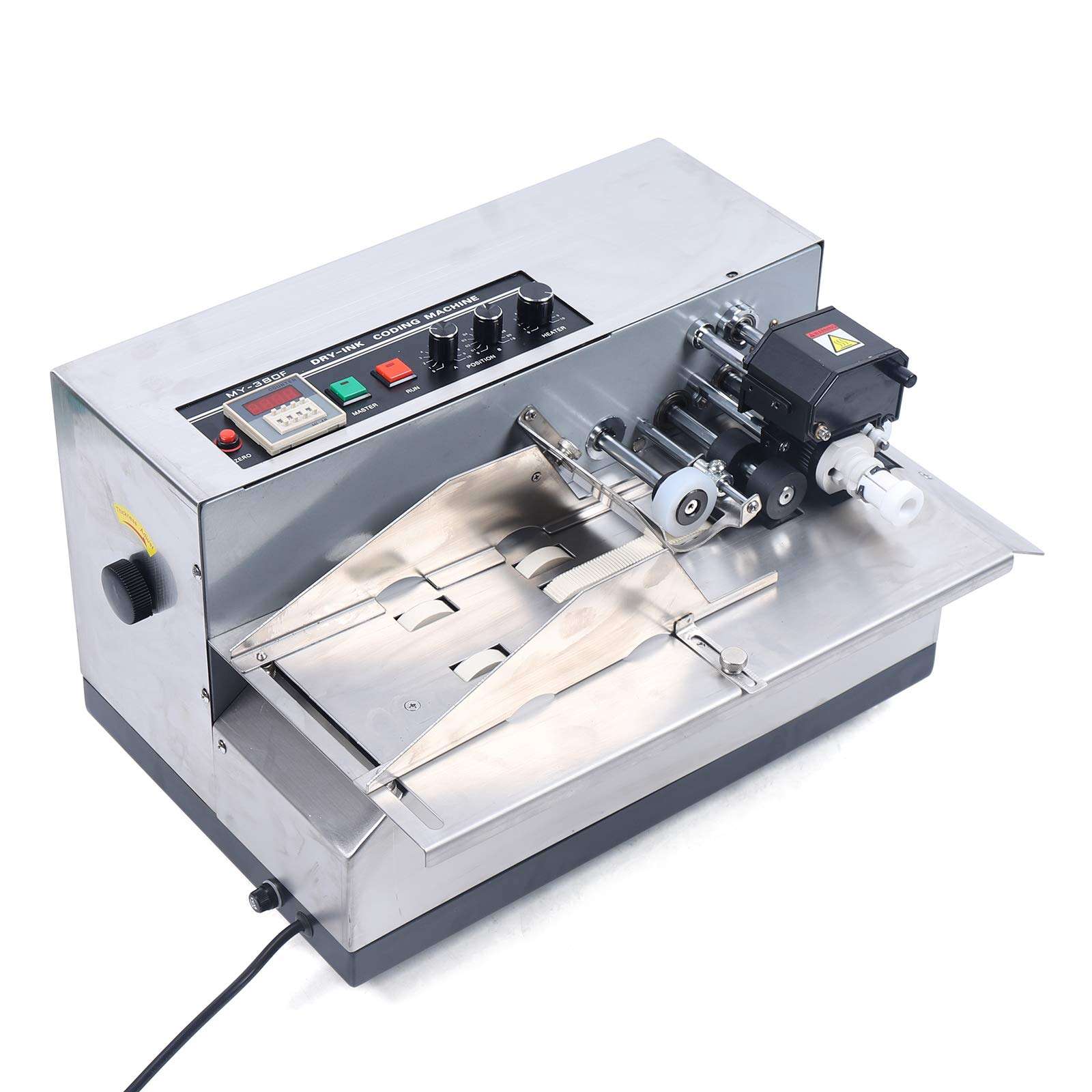 TBVECHI Automatic Print Date Label Machine, 110V Automatic Ink Wheel Printer Marking Machine, Stainless Steel Structure, Photoelectric Control, Automatic Counting(Model 2) 1