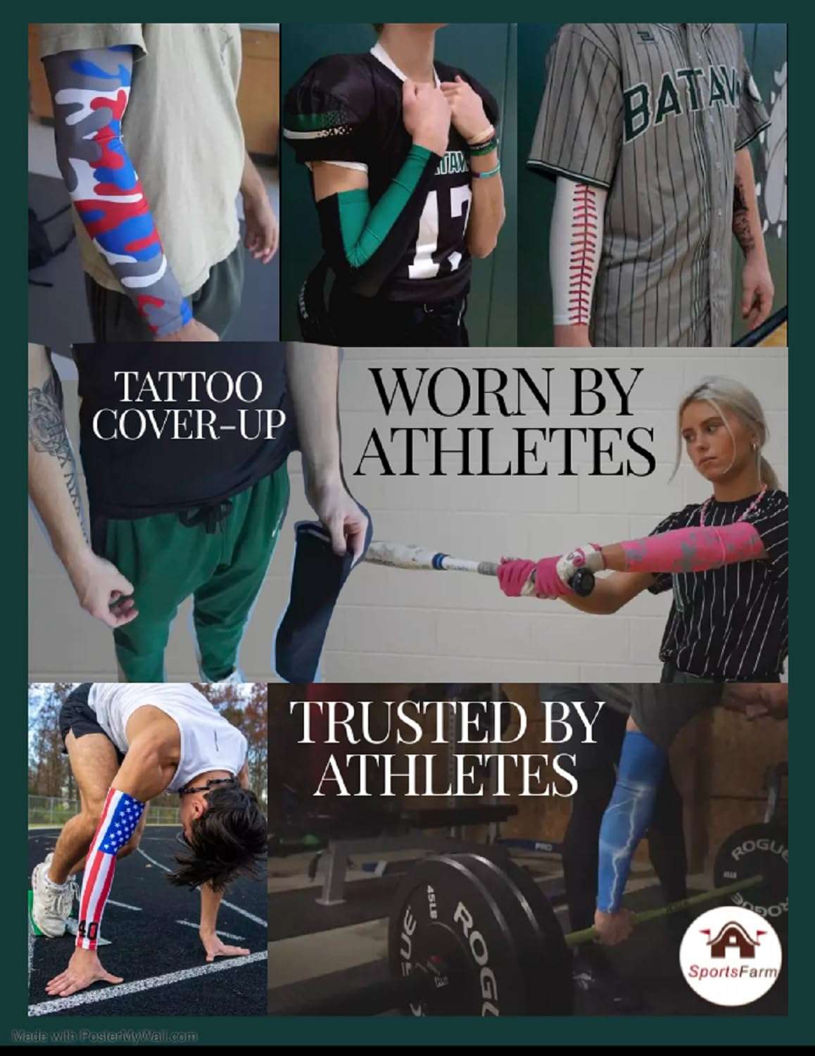 Sports Farm 2 Tone - Custom Moisture Wicking Compression Arm Sleeve - Choose Your Number or Initials (Adult Small, Black & Red) 4