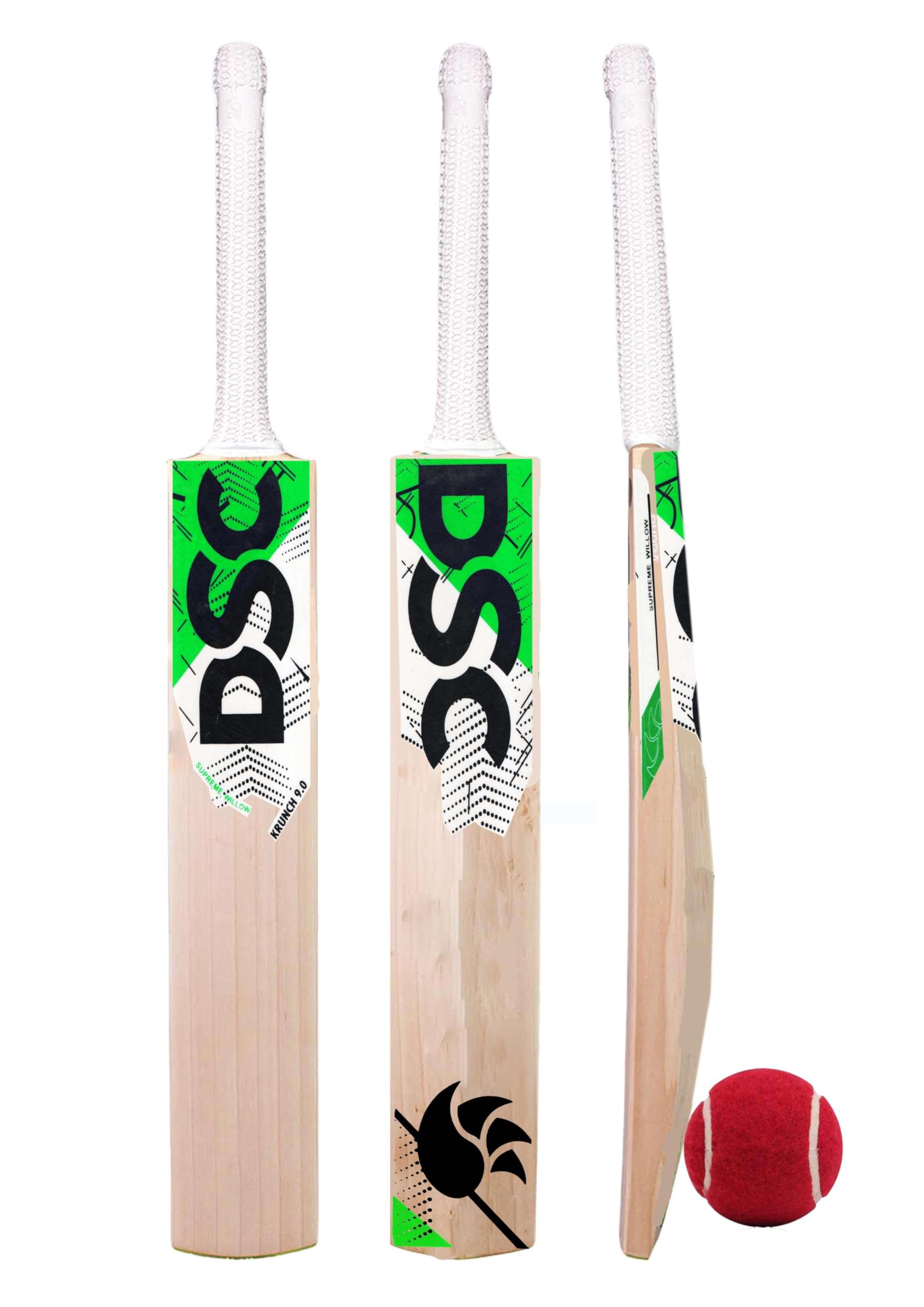 Florence Bat Poplar Willow Full Size Tennis Cricket Bat Suitable for Street, Beach Cricket, Tournaments Practice Bat, 11 Inches Poplar Handle ONLY for Tennis Ball (Green Bat) 1