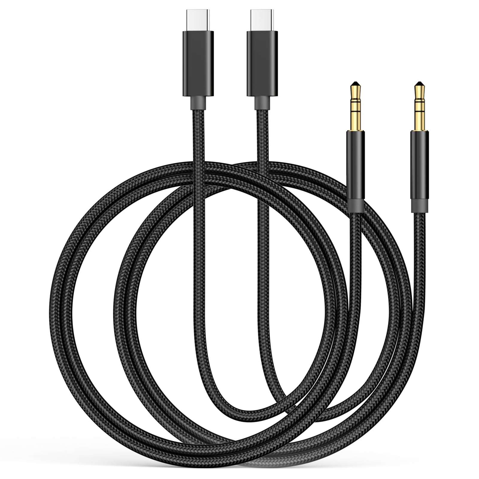 2 Pack Aux Cord for iPhone 16, USB C to 3.5 mm Headphone Jack Car Stereo Aux Audio Adapter for iPhone 16/16 Plus/16 Pro/16 Pro Max/15/15 Plus/15 Pro/15 Pro Max to Car Home Stereo Speaker Headphone 1