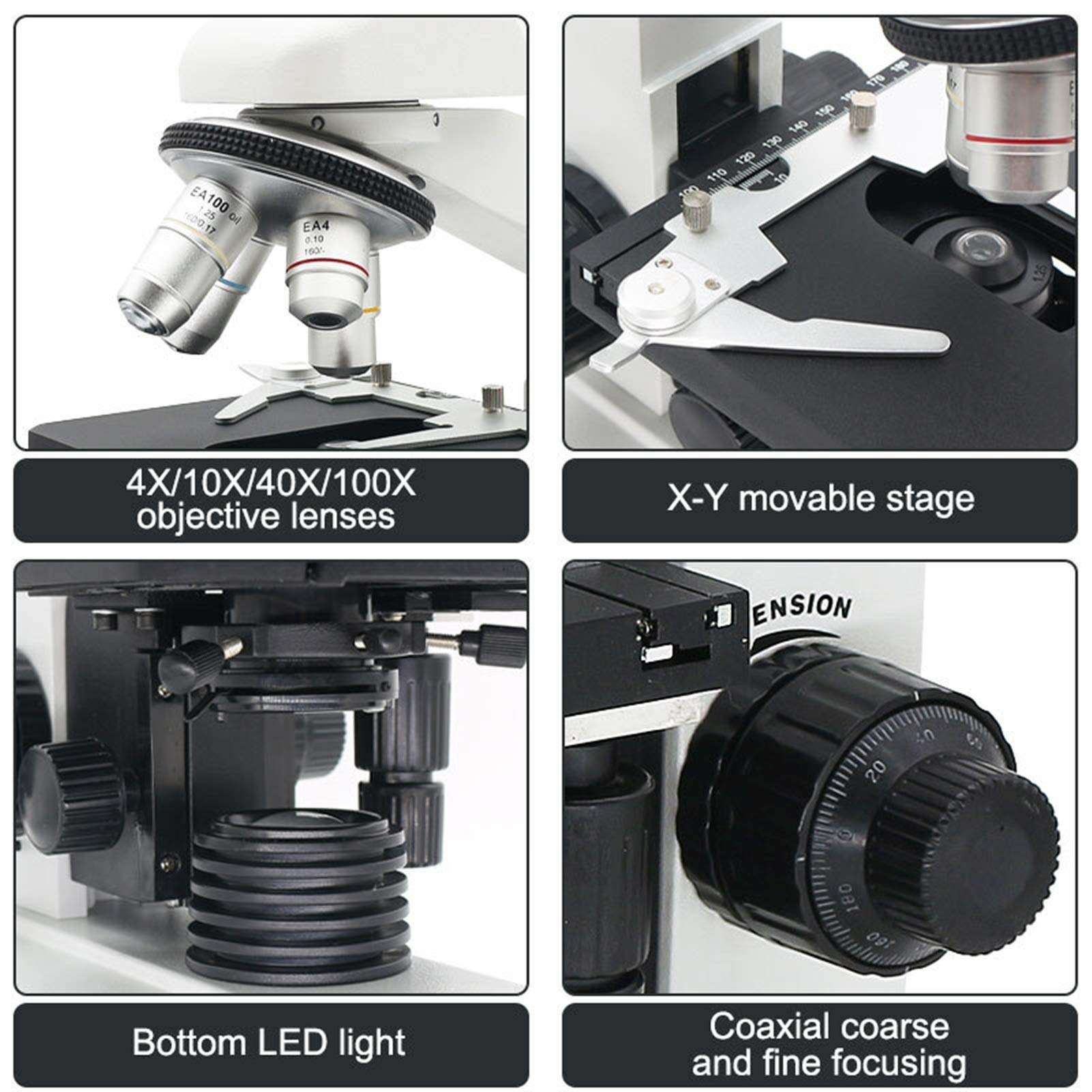 L-SHISM Microscopes Biological Microscope， LED 1600X Monocular Binocular Trinocular Microscope f/Laboratory Biological Research Observation for School Laboratory,Home Science Education 6