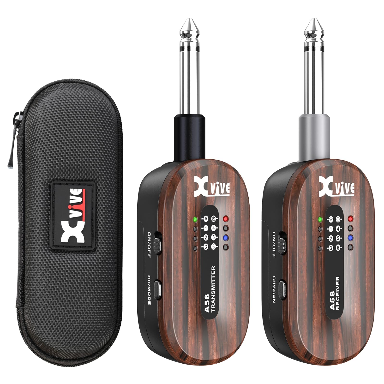 Xvive A58 Wireless Guitar System - 5.8GHz Wireless Guitar Transmitter and Receiver with Channel Auto Scan (Rosewood)