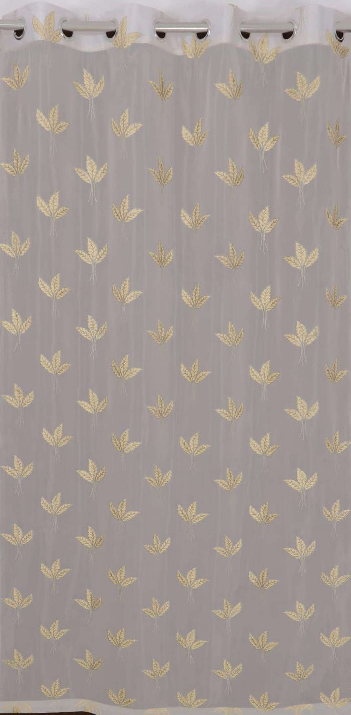 Galaxy Home Decor Premium Sheer Net Embroidery Curtain for Door 7 Feet | Transparent Net Fabric with Leaf Design | Pack of 1, Cream 6
