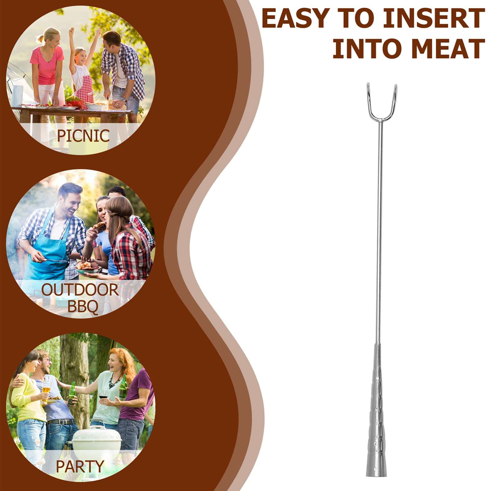 Cabilock Food Flipper Turner Hook Stainless Steel Grilling Meat Hook Small Barbecue Cooking Turners for Turning Bacon Steak Meat Vegetables Sausage Fish and More 5