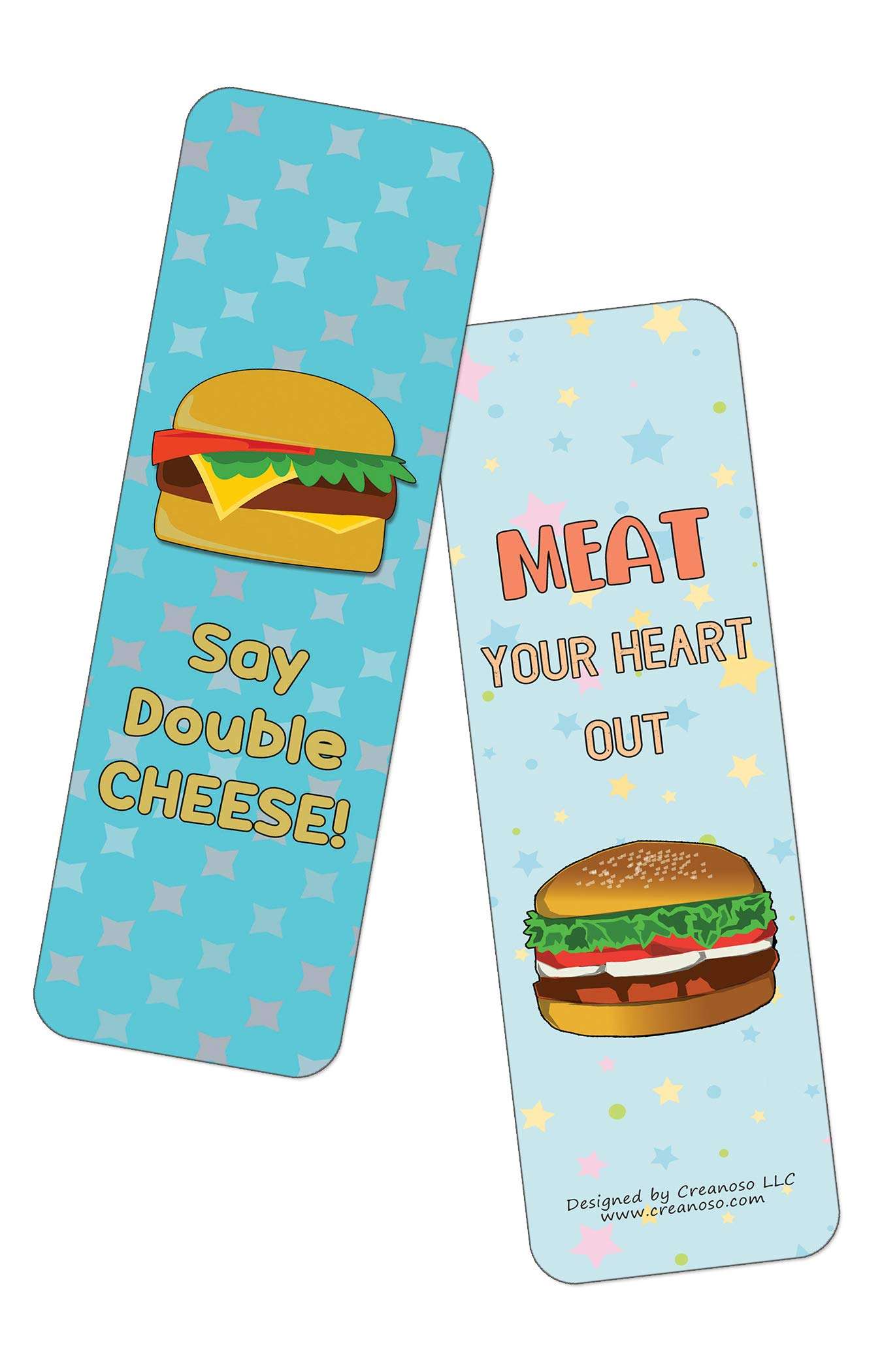 Creanoso Funny Burger Puns Bookmarks (12-Pack) - Stocking Stuffers Premium Quality Gift Ideas for Children, Teens, & Adults - Corporate Giveaways & Party Favors 5