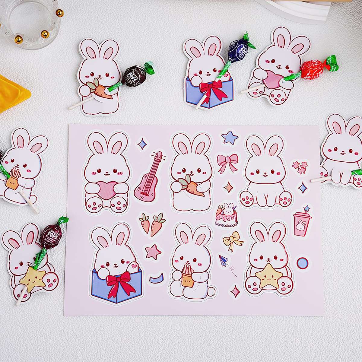 60Pcs Easter Bunny Candy Paper Cards Cute Rabbit Candy Chocolate Egg Holder Package Wrapping Greeting Card for School Classroom Exchange Cards Party Favors Decoration Supplies 4