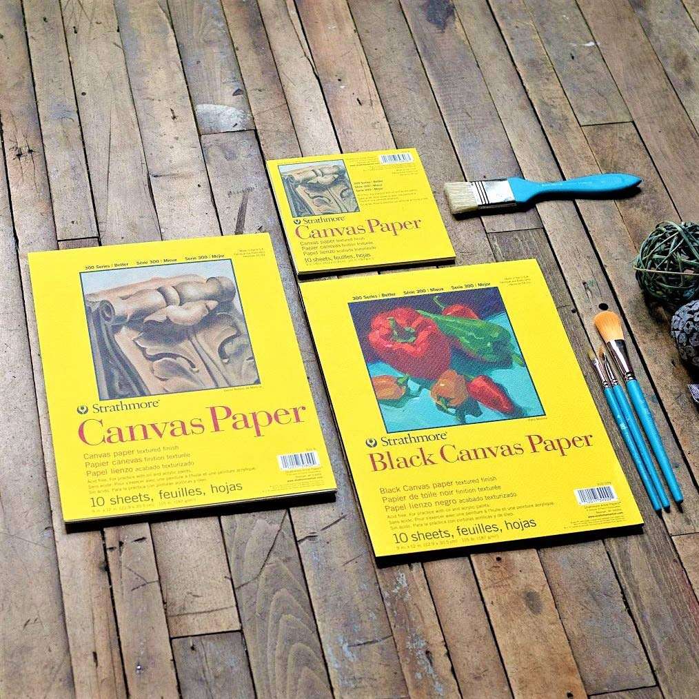 Strathmore 300 Series Canvas Paper Pad, Black, Glue Bound, 16x20 inches, 10 Sheets (115lb/187g) - Artist Paper for Adults and Students - Acrylic and Oil Paints 4