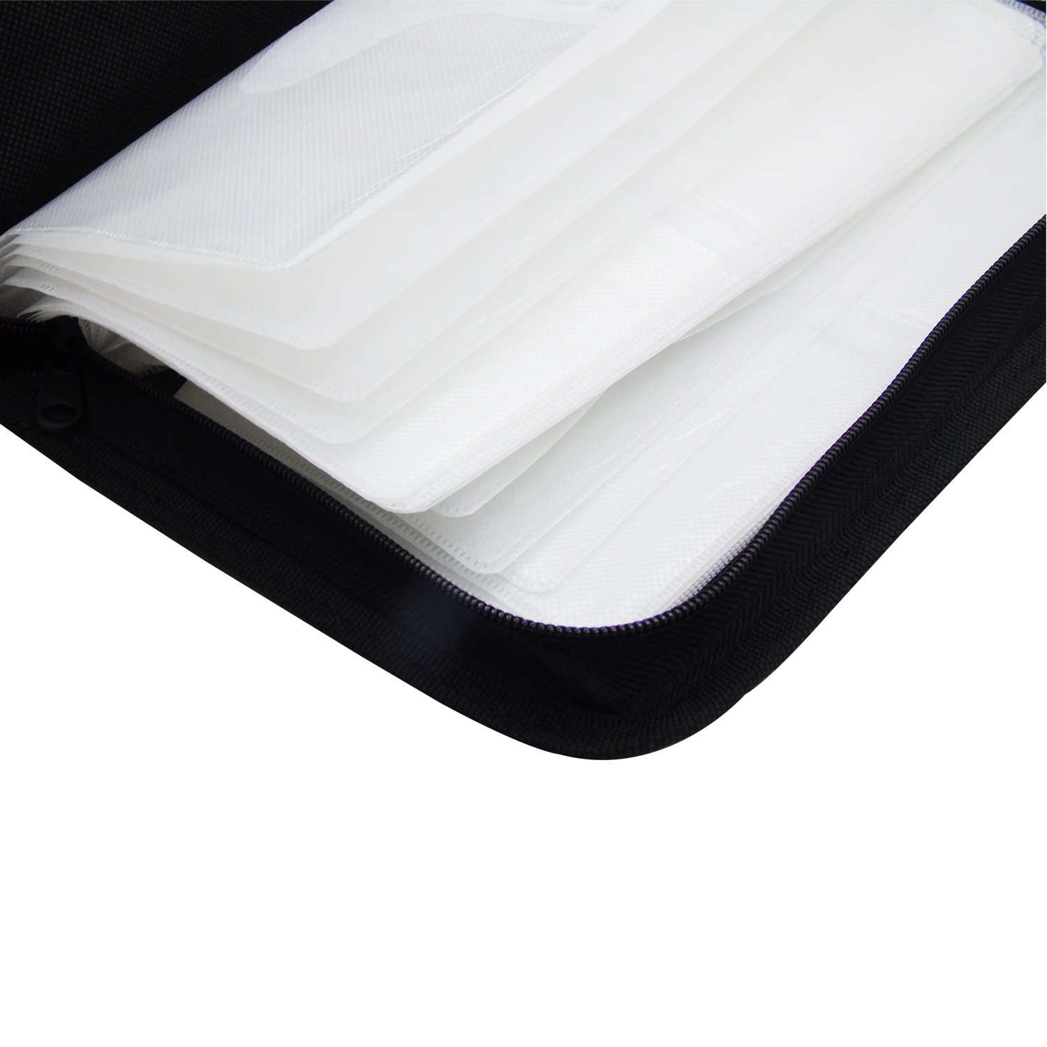 Grosun Black PU Leather CD DVD Storage Cases Portable Wallet Bags Holder for 80 Discs Capacity 6