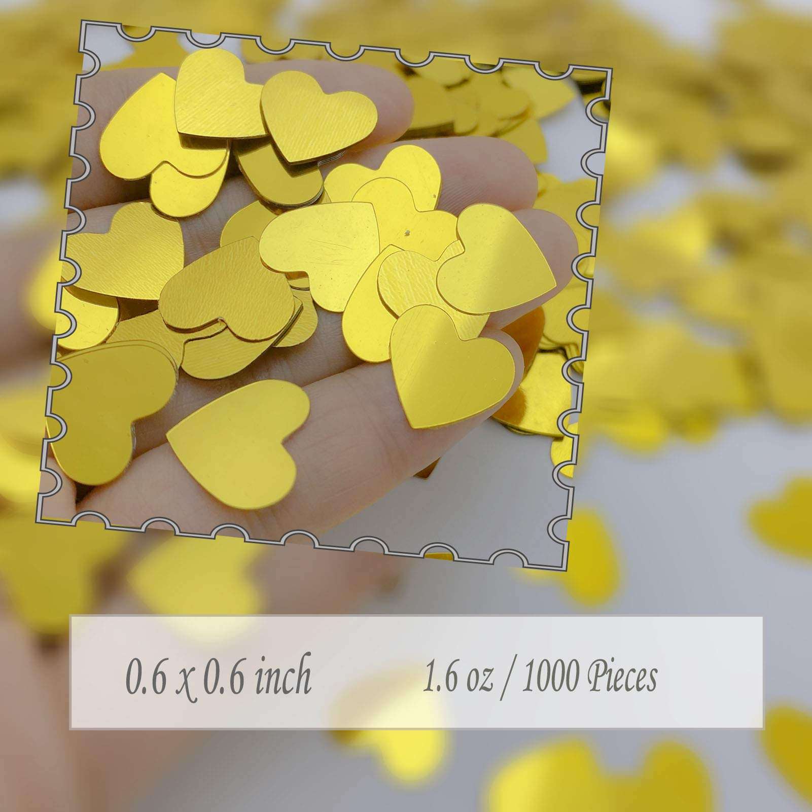 Heart Confetti Valentine's Day Table Confetti Metallic Foil for Party Wedding Happy Birthday Baby Showe Bridal Shower Festival Theme Party Decorations Supplies(Gold) 3