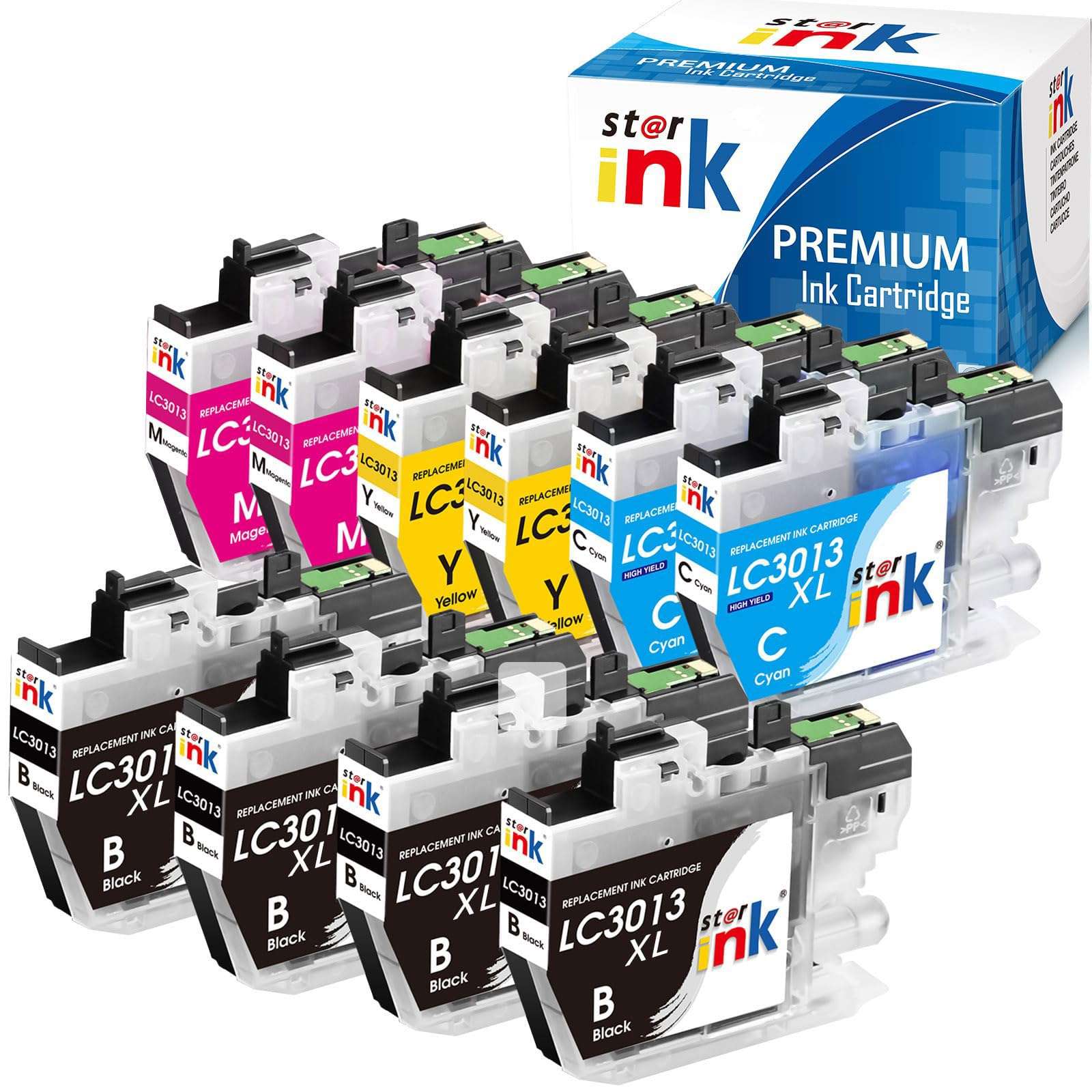 LC3013 Ink Cartridges BK/C/M/Y 10-Pack High Yield Replacement for Brother LC3013 Ink Cartridges Work with Brother MFC-J497DW MFC-J491DW MFC-J690DW MFC-J895DW Printer,LC3011 Ink cartridges BK/C/M/Y 1