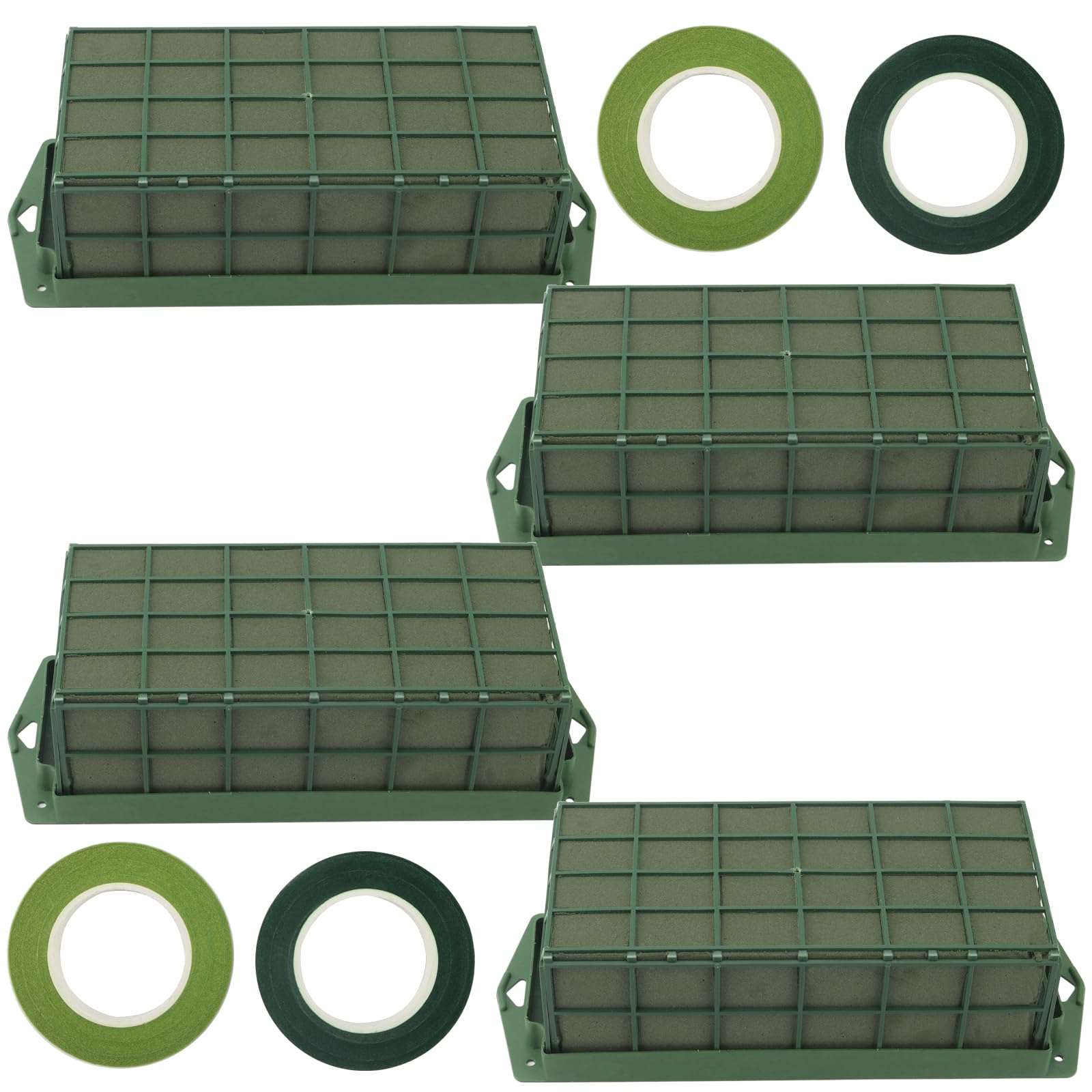 HOIGON 4 Pcs Floral Foam Cage, Rectangle Flower Holder with Floral Foam Block, Flower Cage for Fresh and Artificial Floral Arrangement, Wedding Decors, 11.6 x 4.6 x 3.1 Inch 1