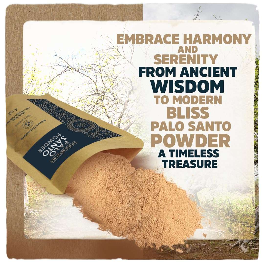 Palo Santo Powder 4oz Natural and Sustainable from Peru Incense Powder for Smudging, Energy Cleansing, Meditation - sustainably Harvested Aromatic Resin Organic Incense 4
