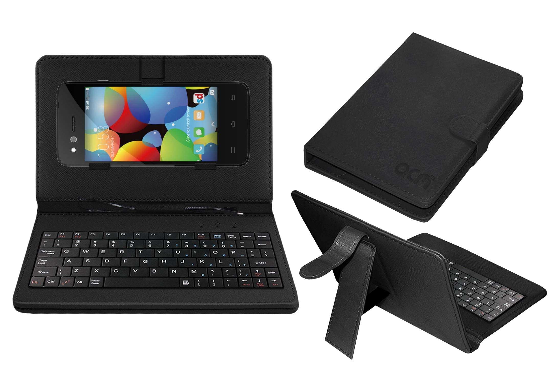 Acm Keyboard Case Compatible with Infocus M2 Mobile Flip Cover Stand Direct Plug & Play Device for Study & Gaming Black