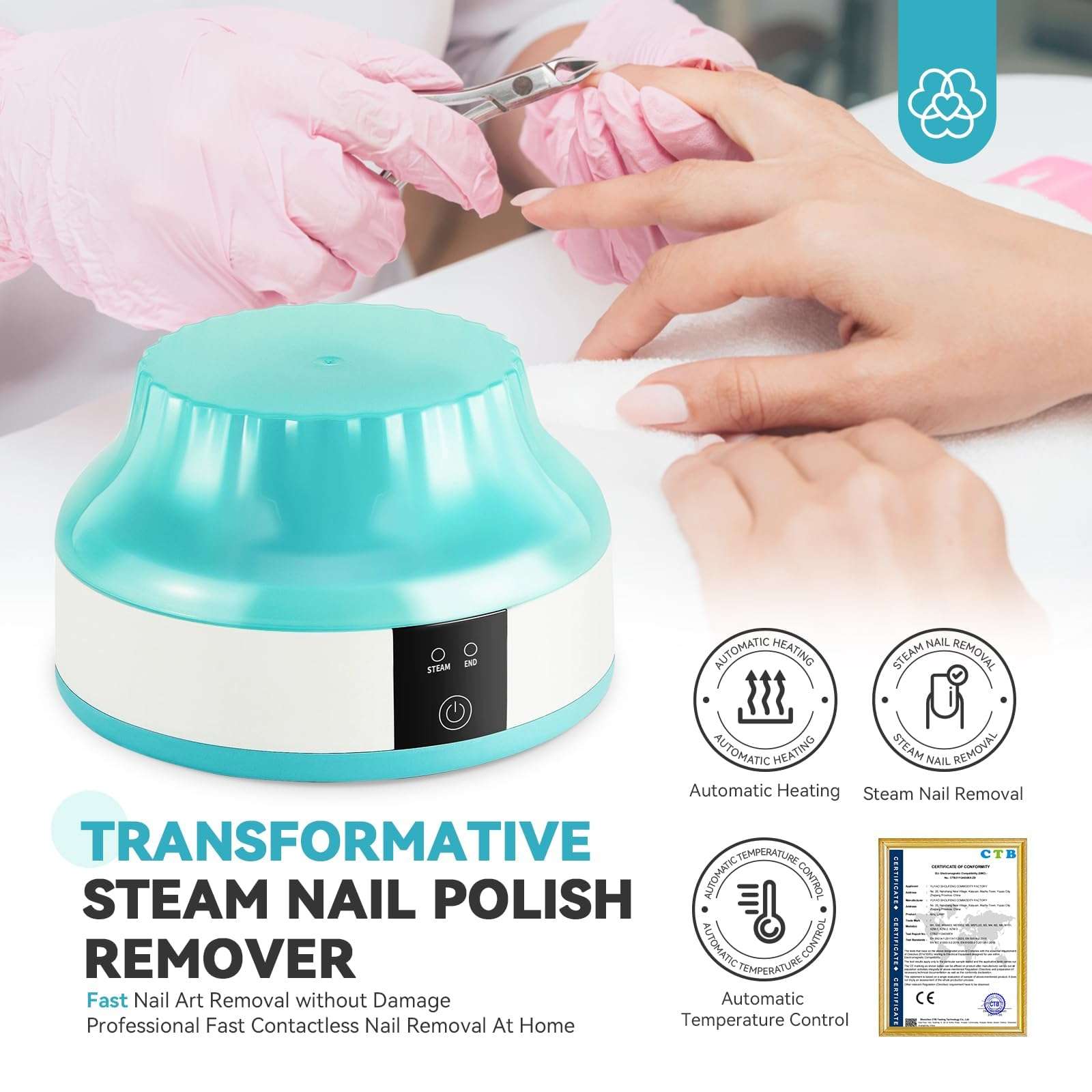 SAVILAND Electric Nail Soaking Bowl: Automatic Heating Fast Nail Polish Remover Machine Gentler Steam U V Gel Nail Polish Removal Home Nail Salon | Only Use for Nail Polish Or Gel Nail Polish 3