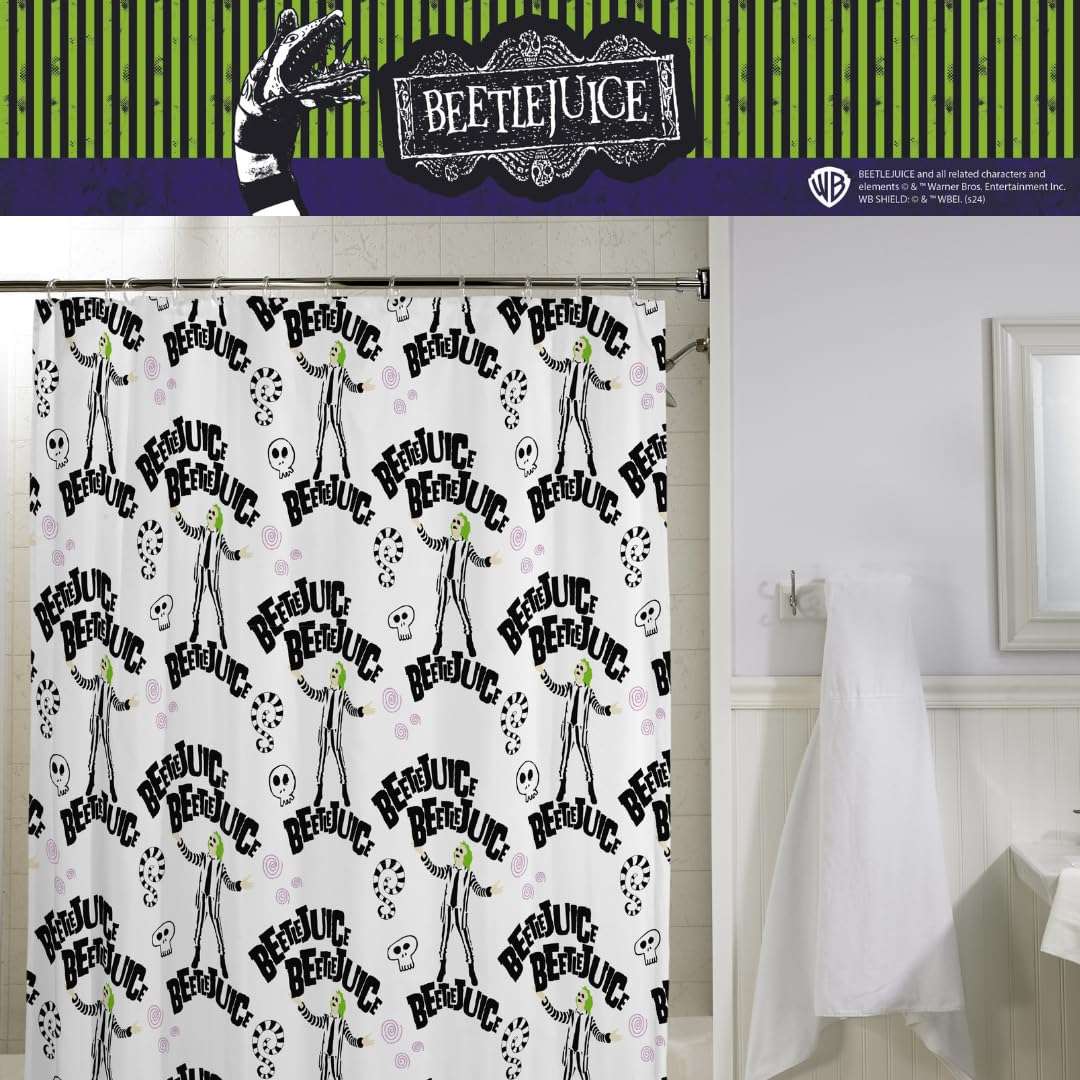 Franco Collectibles Beetlejuice Bath Microfiber Shower Curtain, 70x72, (Officially Licensed Product) 6