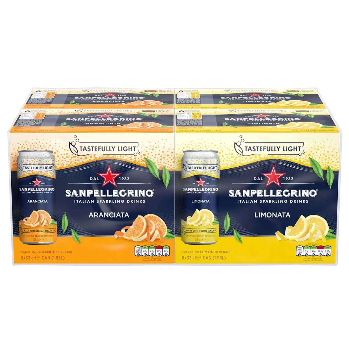 San Pellegrino Aranciata Sparkling Orange Beverage / Limonata Sparkling Lemon Beverage Italian Sparkling Drink, 11.16 fl oz / 330 ml, 24 Variety Pack 1
