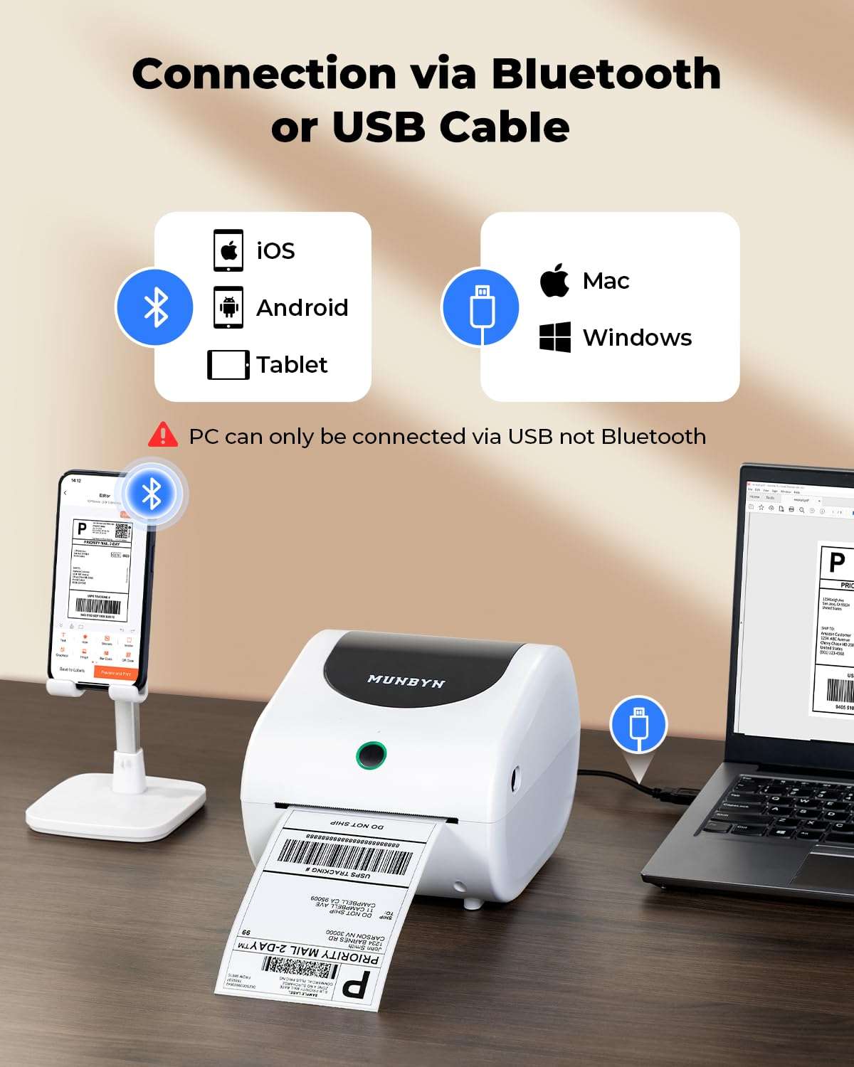 MUNBYN RW411B Shipping Label Printer and Postal Scale 4