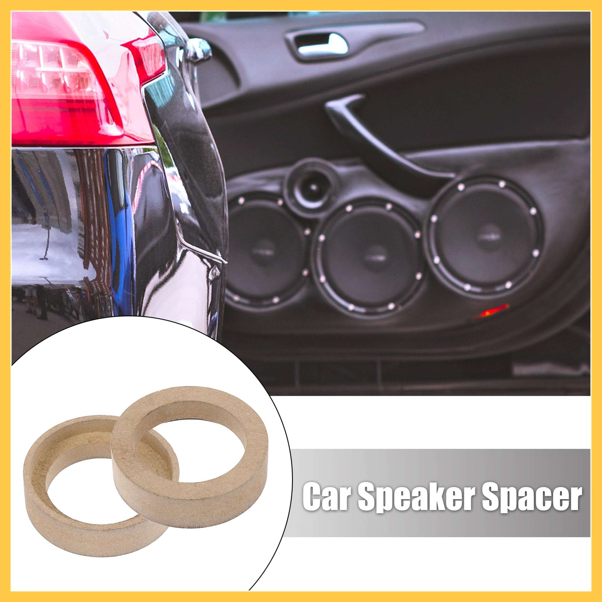 REPAIROCK 2Pcs Car Speaker Spacer Ring Adaptor Brackets Mounting Spacer Recess Bezel Plate Wood 50mm ID for 1.2 Inch Speakers Auto Replacement Parts 3