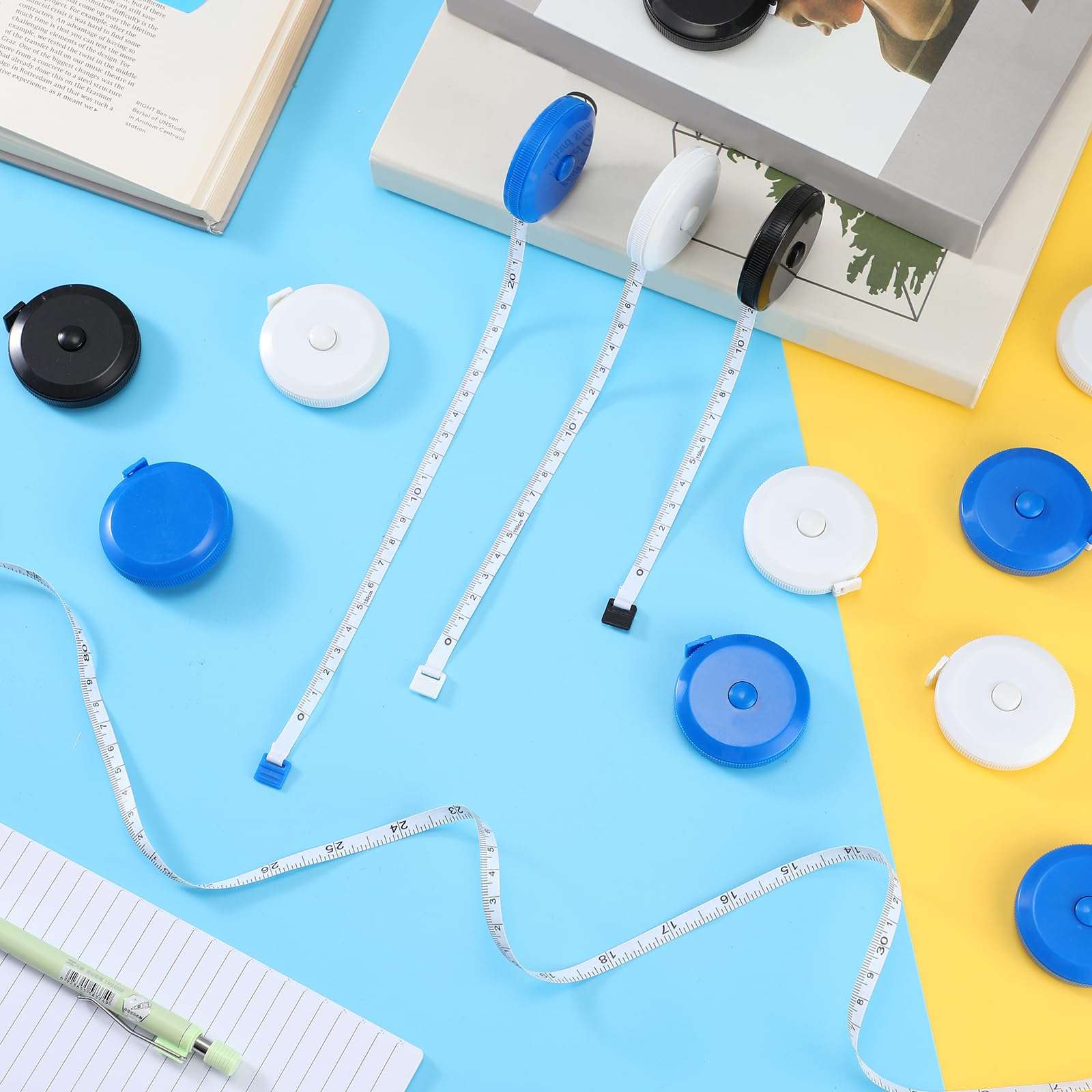 Kigeli 100 Pcs Tape Measure 60 Inch Retractable Measuring Tape Soft Small Measurement Tape Mini Sewing Fabric Tape Measurer Flexible Pocket Cloth Fabric Measurement Digital Tape for Body 6