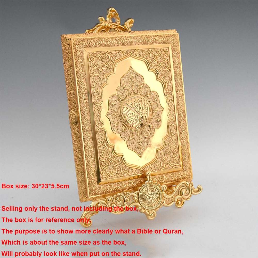 Vintage Gold Bible Stand, Antique Metal Cookbook Stands, Deluxe Foldable Plate Display Holders, Multipurpose Easel, for Menu, Recipe Book, Paintings, Platters, Table, Picture Frames, Plaques 4