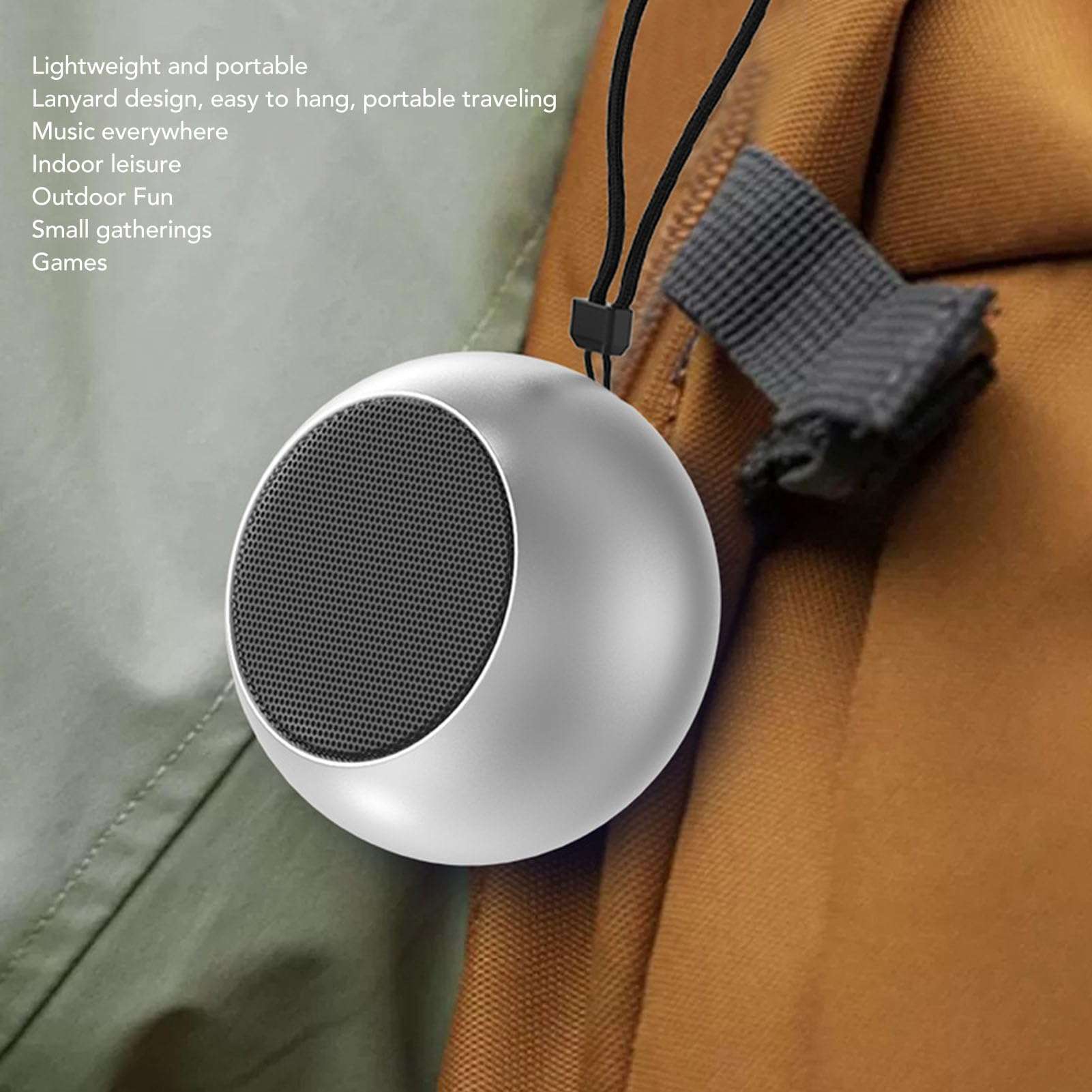 Gugxiom Small Speaker, Portable Bluetooth Speaker, Mini Small Metal Speakers, Bass, 360 Degree Surround, for Hiking, Biking, Home (Silver) 5