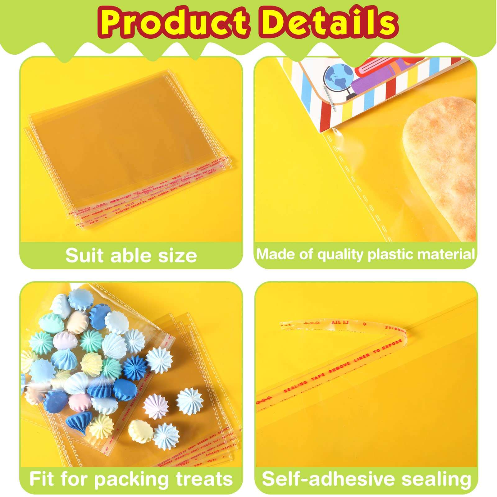 46 Set Happy 100th Days of School Treat Bag Toppers and Cards Set Self-adhesive Goodies Baking Wrapping Bags for Student Happy 100th Days of School Party Supplies(School) 4