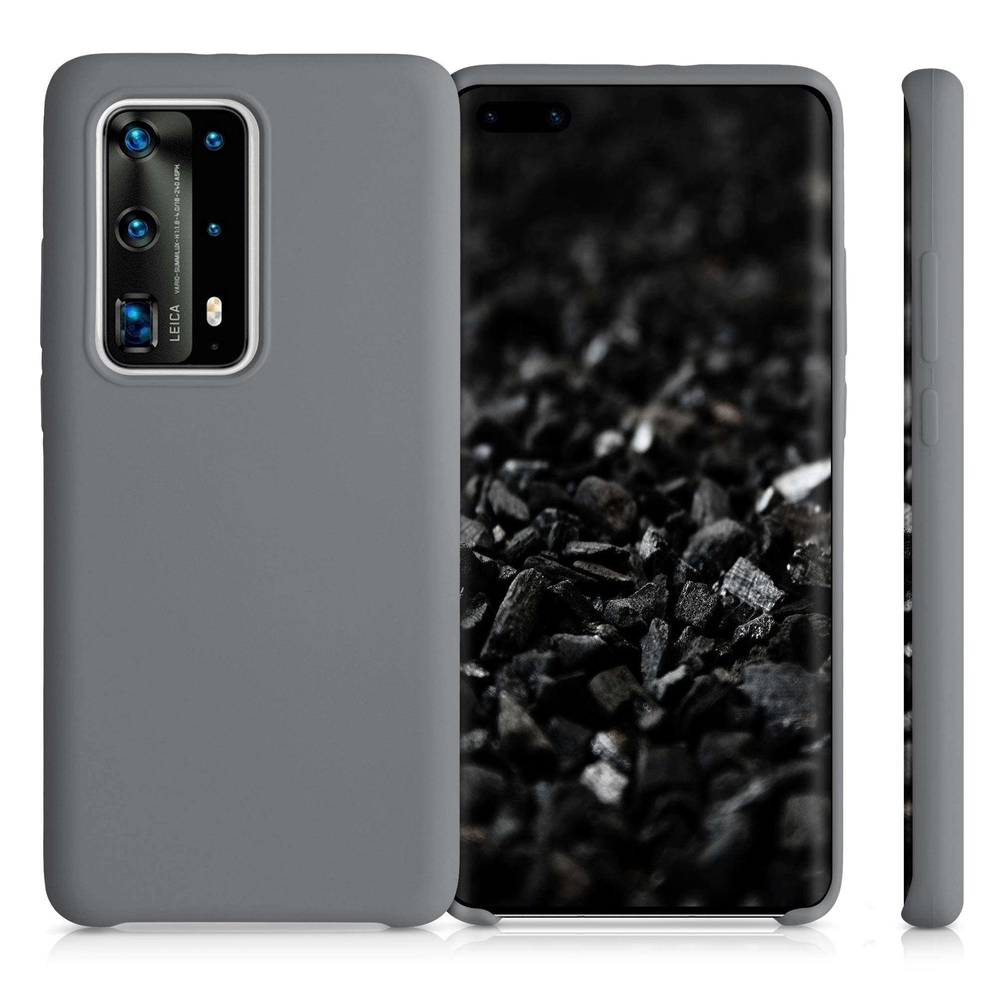 kwmobile TPU Silicone Case Compatible with Huawei P40 Pro Plus - Case Slim Phone Cover with Soft Finish - Titanium Grey 5