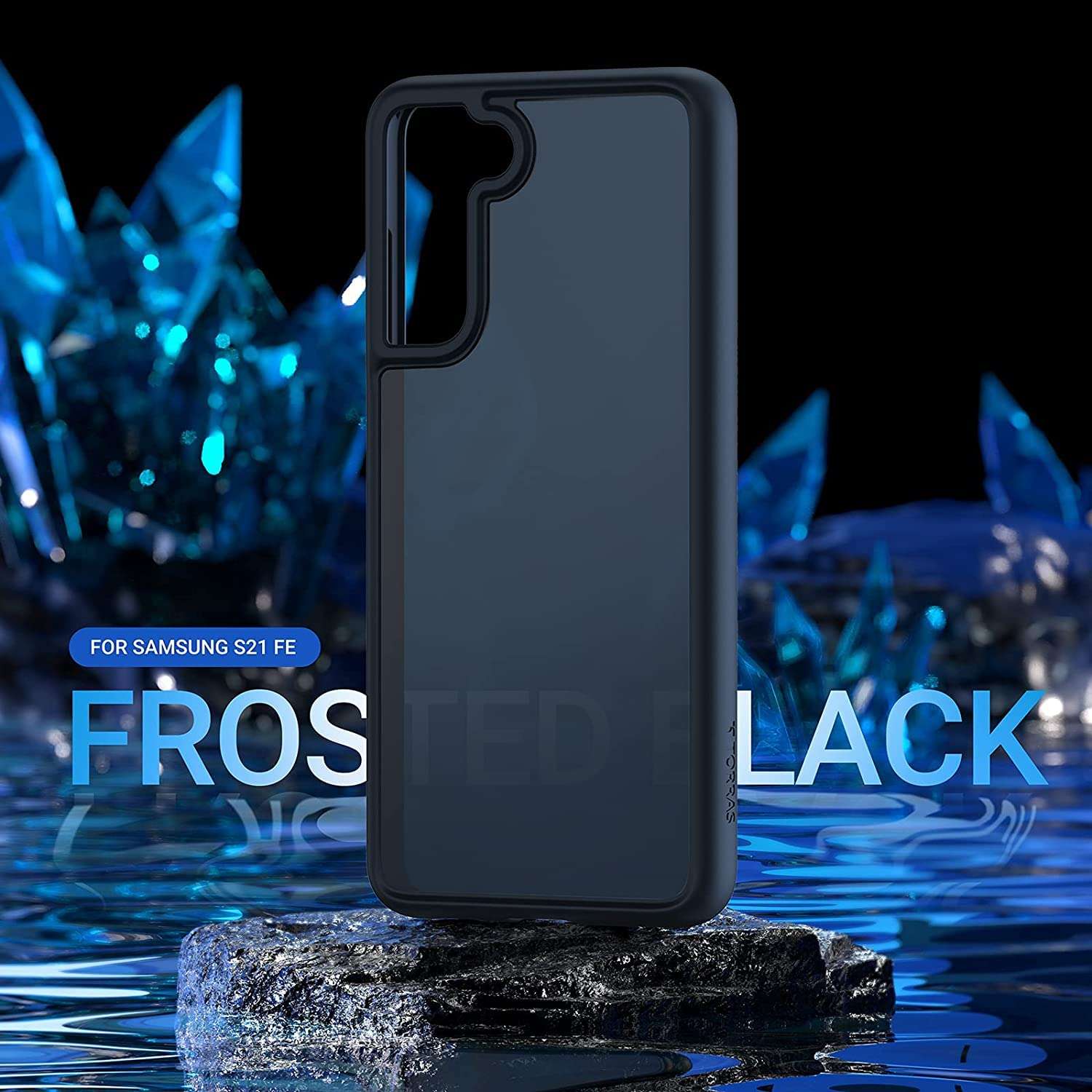 TORRAS Shockproof Designed for Samsung Galaxy S21 FE Case,Military Grade Drop Tested S21 FE Case, Translucent Matte Back with Soft Silicone Edge Slim Designed for Samsung Galaxy S21 FE 5G Case, Black 6