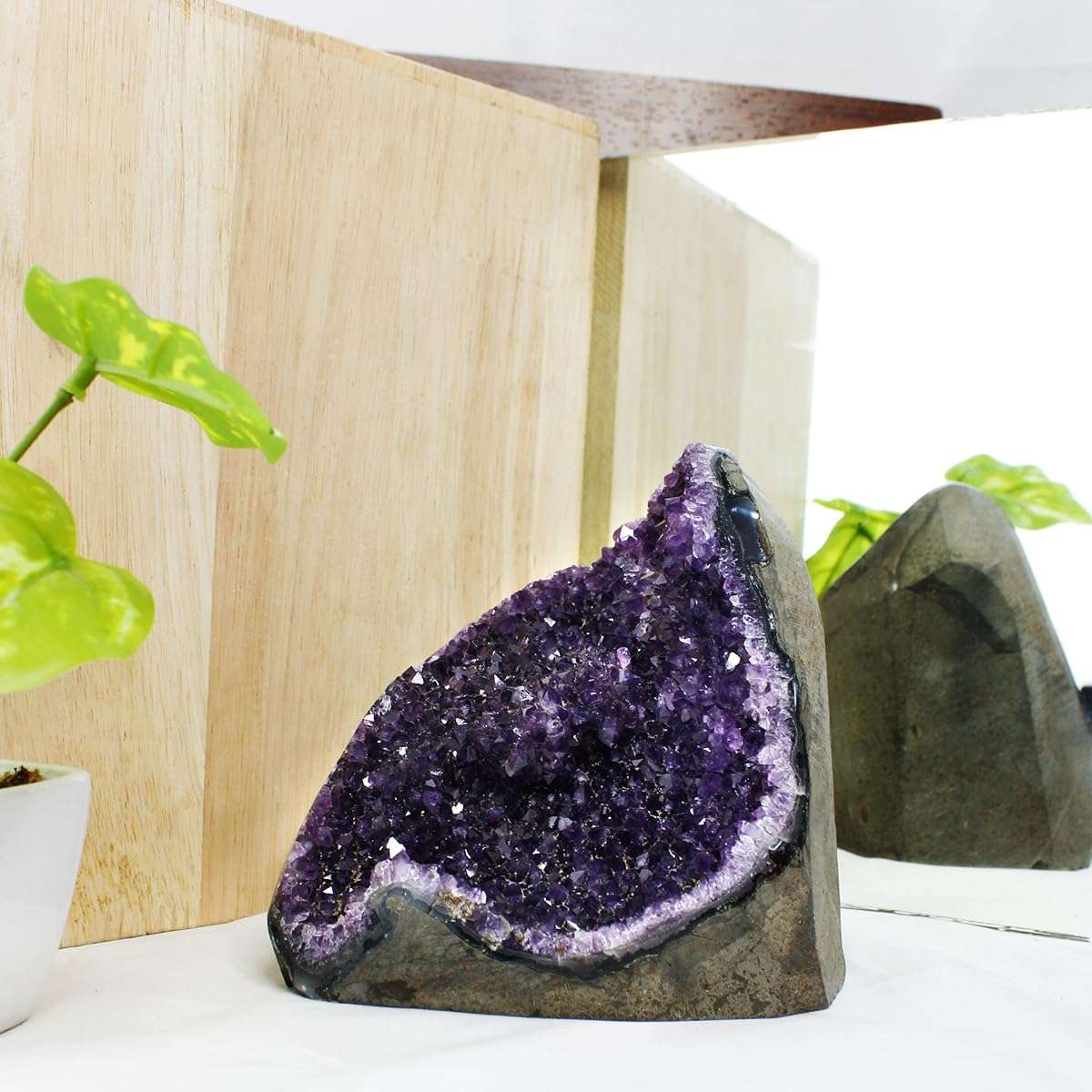 9Dzine Amethyst Cluster Geode From Uruguay Amethyst Cluster Gemstone Cave Deep Purple Amethyst Raw Cluster from Uruguay Quartz Geode Stones for Reiki Healing Vastu Correction 1450-1600 Gm 4