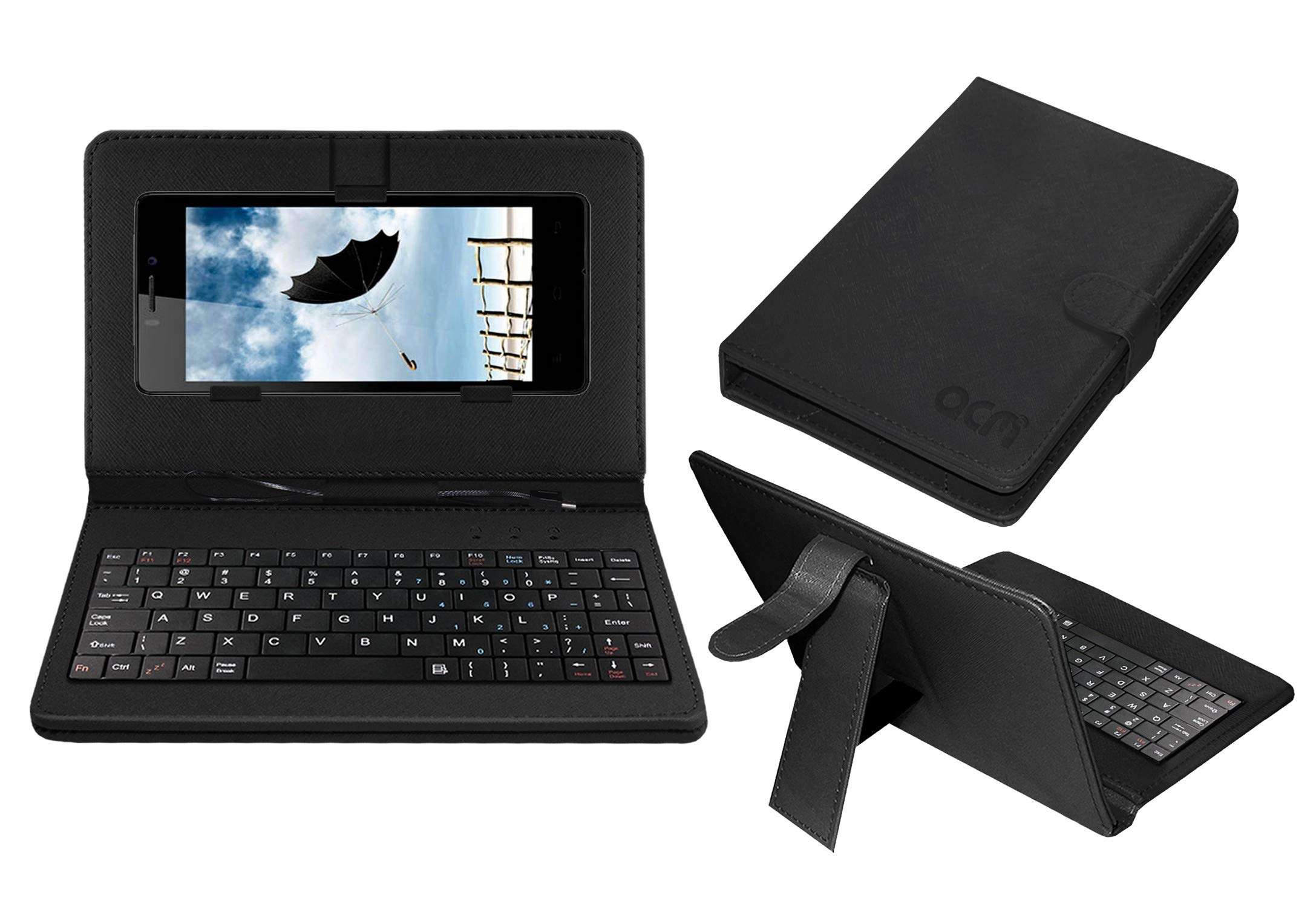 Acm Keyboard Case Compatible with Gionee Elife E5 Mobile Flip Cover Stand Direct Plug & Play Device for Study & Gaming Black 1
