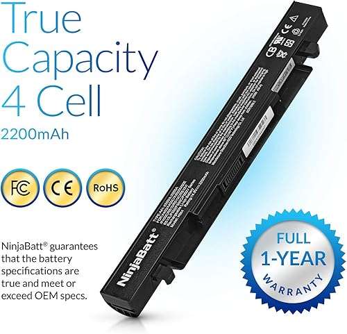 NinjaBatt Laptop Battery for Asus A41-X550A A41-X550 R510C X550C X550L X550J R510L X550CA X552E X550V K550L F550V X550A P550C X550EA X550D R510 X550VX F550C - High Performance [4 Cells/2200mAh/33Wh] 3