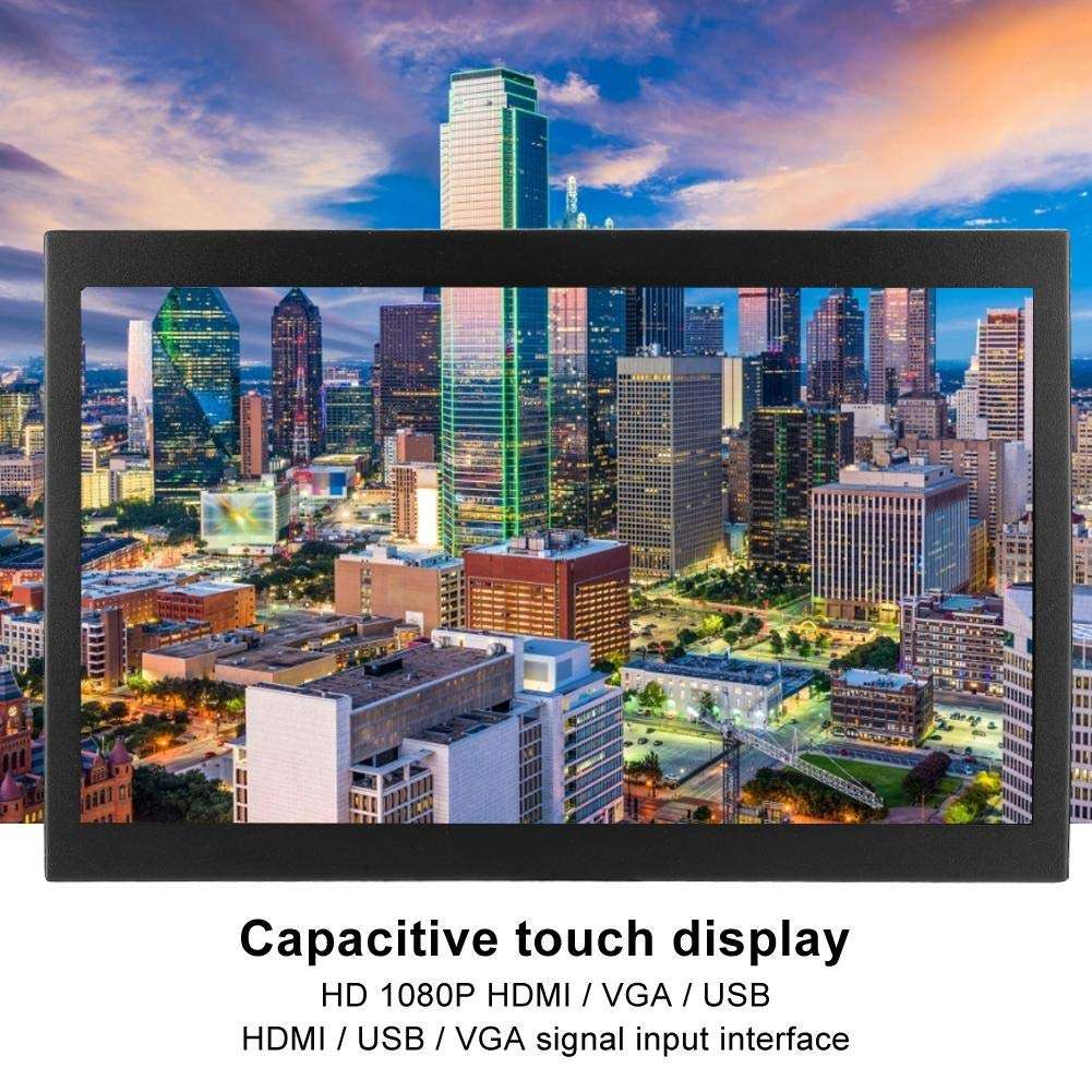 EBTOOLS 15.6 Inch Capacitive Touch Display, Portable Full View Screen IPS 1080P HDMI VGA USB (110V to 240V) Supports Wall Mounted Installation Easy to Install(US Plug) 2