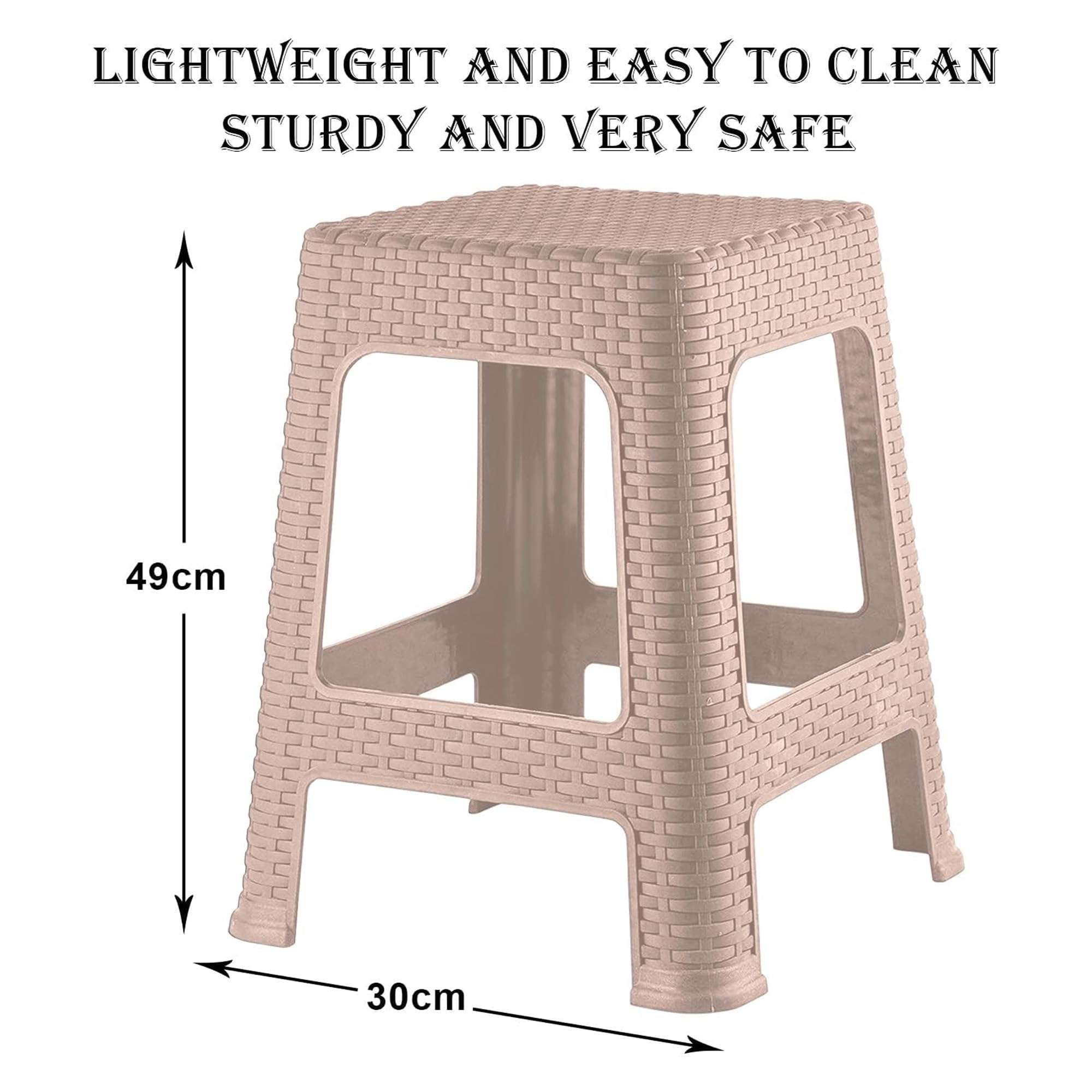 Kuber Industries Plastic Sitting Stool for Kitchen, Bedroom, Office | Non-Slip Lightweight Stool | Cream 6