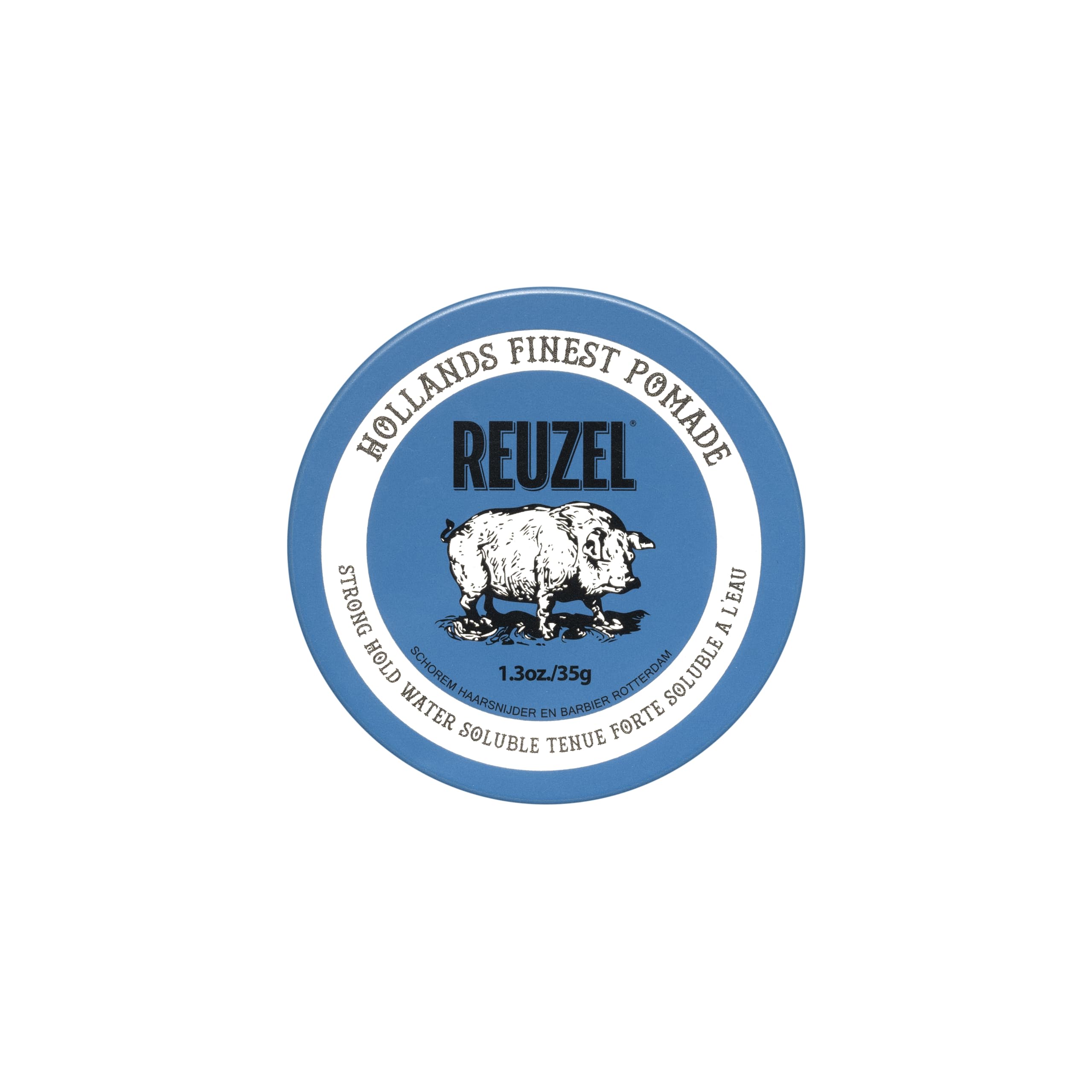 Reuzel Blue Pomade, Strong All Day Hold, Water Soluble Styling, High Shine and Flake Free, Easy To Wash Out, For All Hair Types, 1.3 oz 1