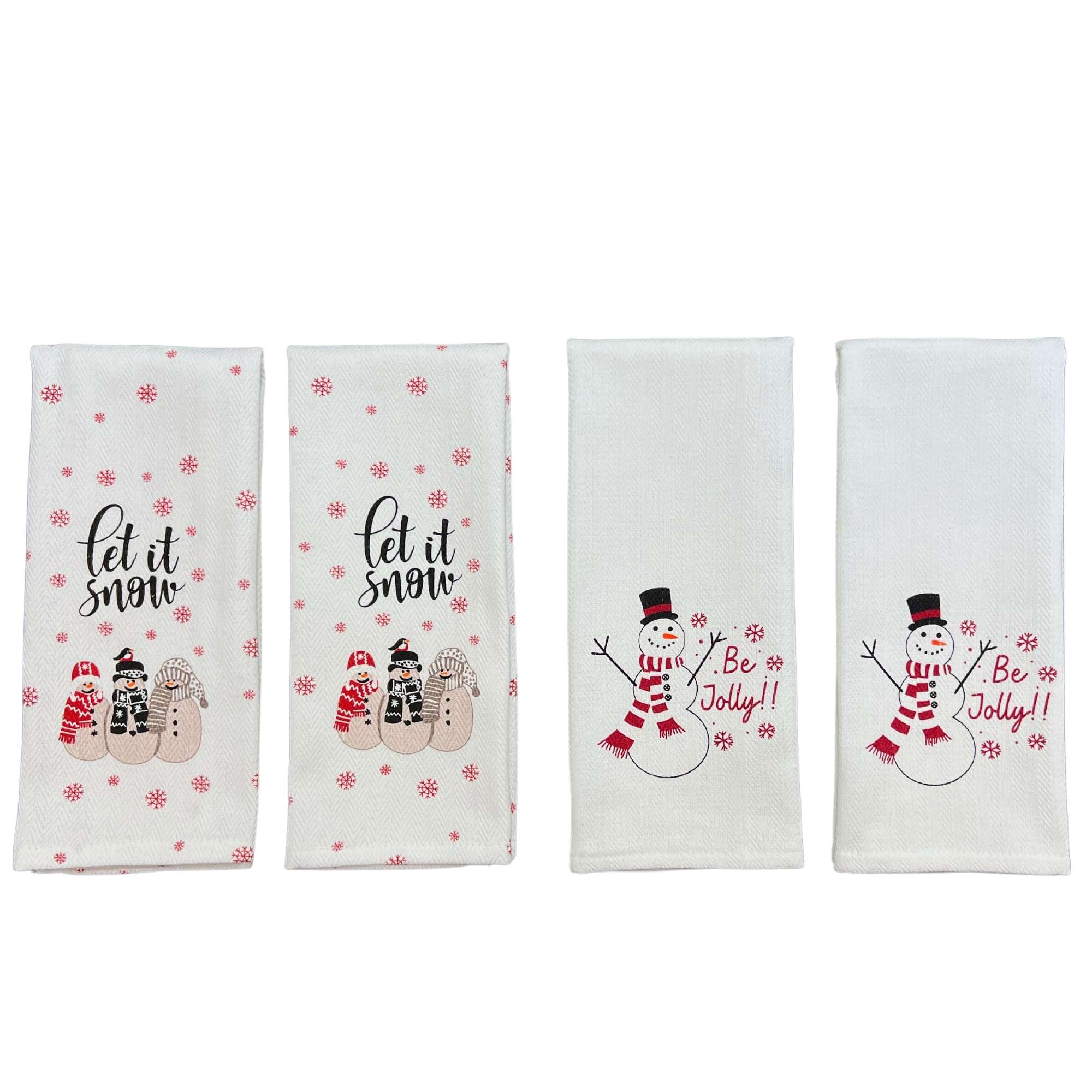 Holiday Seasonal Kitchen Towels: Two Sets of Snowman Friends 4 Pc (Snowman Party) 3