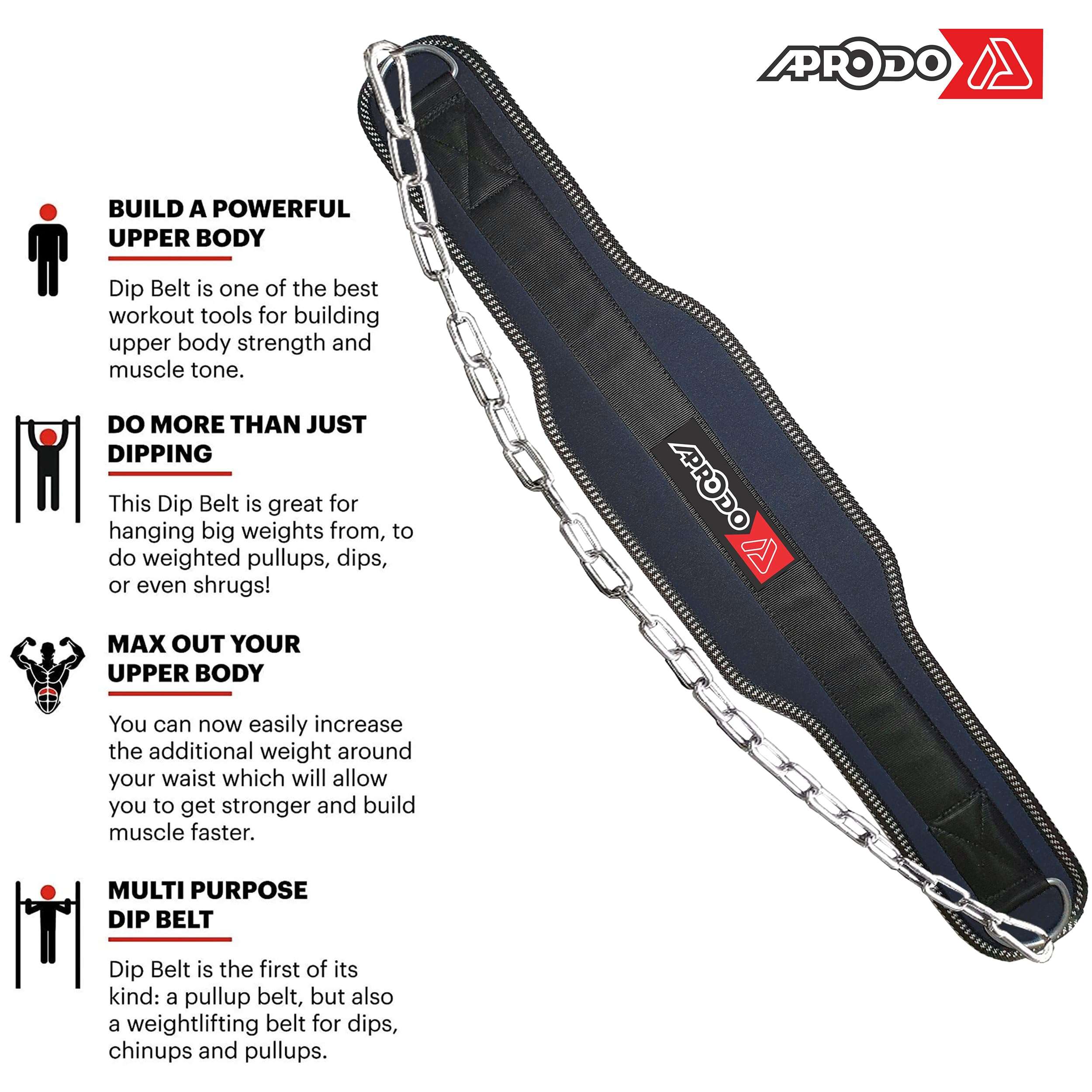 Aprodo Sports DIP Belt with Steel Chain 36 INCHES Weighted Chain for DIPS Pull UPS Weight Lifting Crossfit ONE Size FITS All (Blue) 4