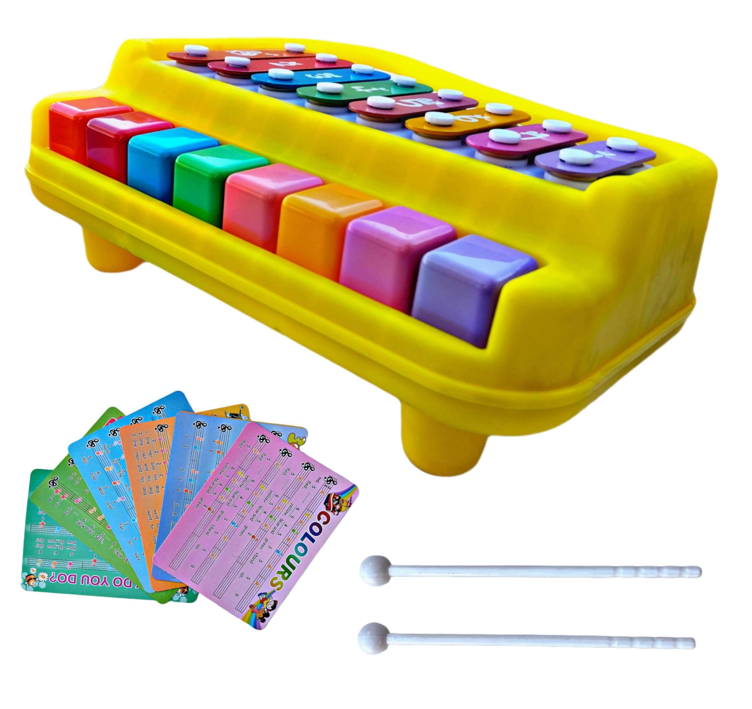 Ruhani 2 in 1 Big Piano Xylophone Musical Toy for Kids (Age 3+) with 8 Keys, 2 Sticks, Keyboard Xylophone Piano - Preschool Musical Learning Instruments Gift Toy for Baby, Kids, Girls, Boys - Red 5