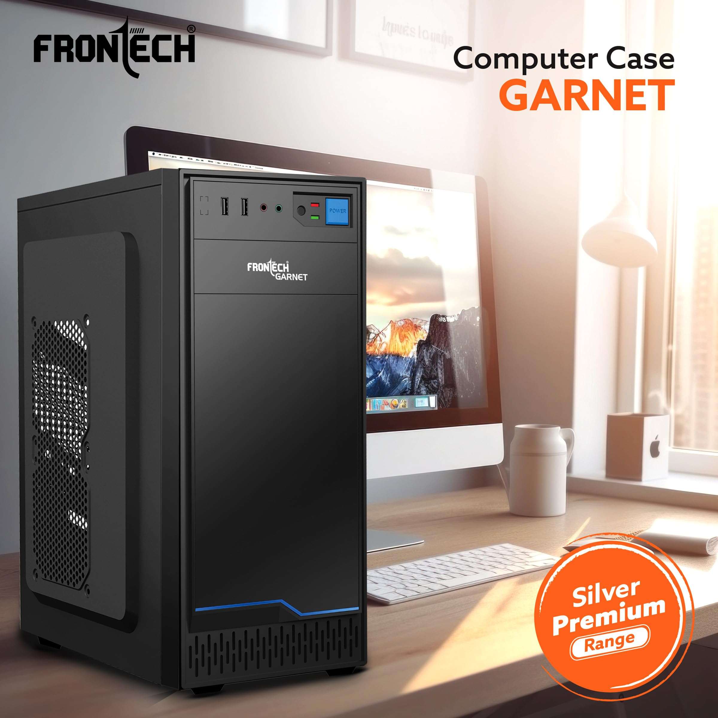 FRONTECH Garnet Premium Silver Series Cabinet/Computer Case with HD Audio | ATX/Mini ATX Compatible | Installed 1 x 80 mm Fan, 2 x USB 1.1 | Ideal for Home/Office/Gaming (FT 4323B, Blue) 3