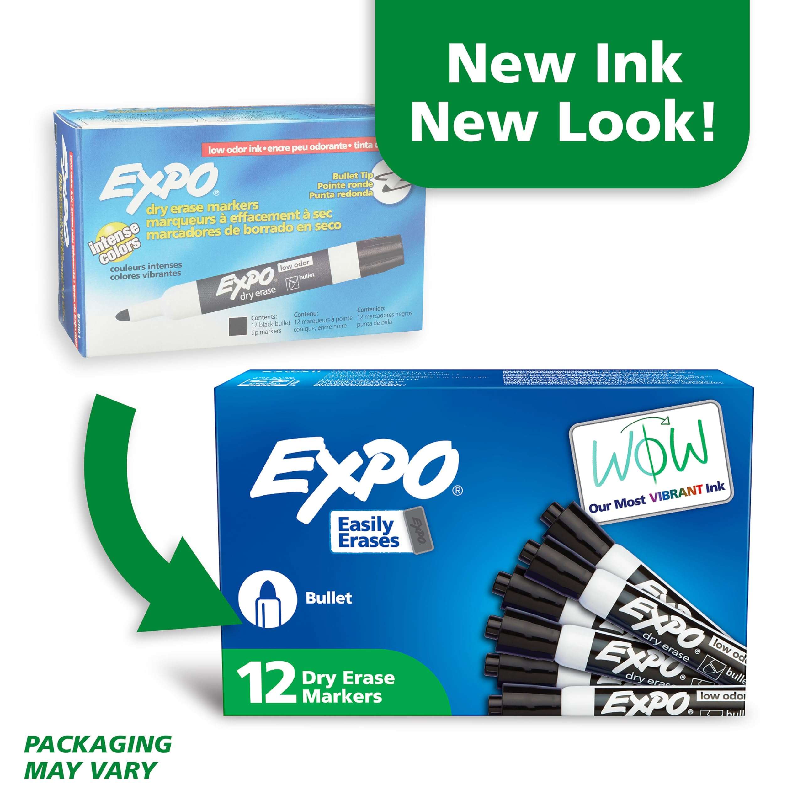 EXPO Dry Erase Markers, Low Odor Ink, Black, Bullet Tip, 12 Count - Whiteboard, Calendar, Organization, Essential Supplies for Office, School, Classroom, Teachers 2