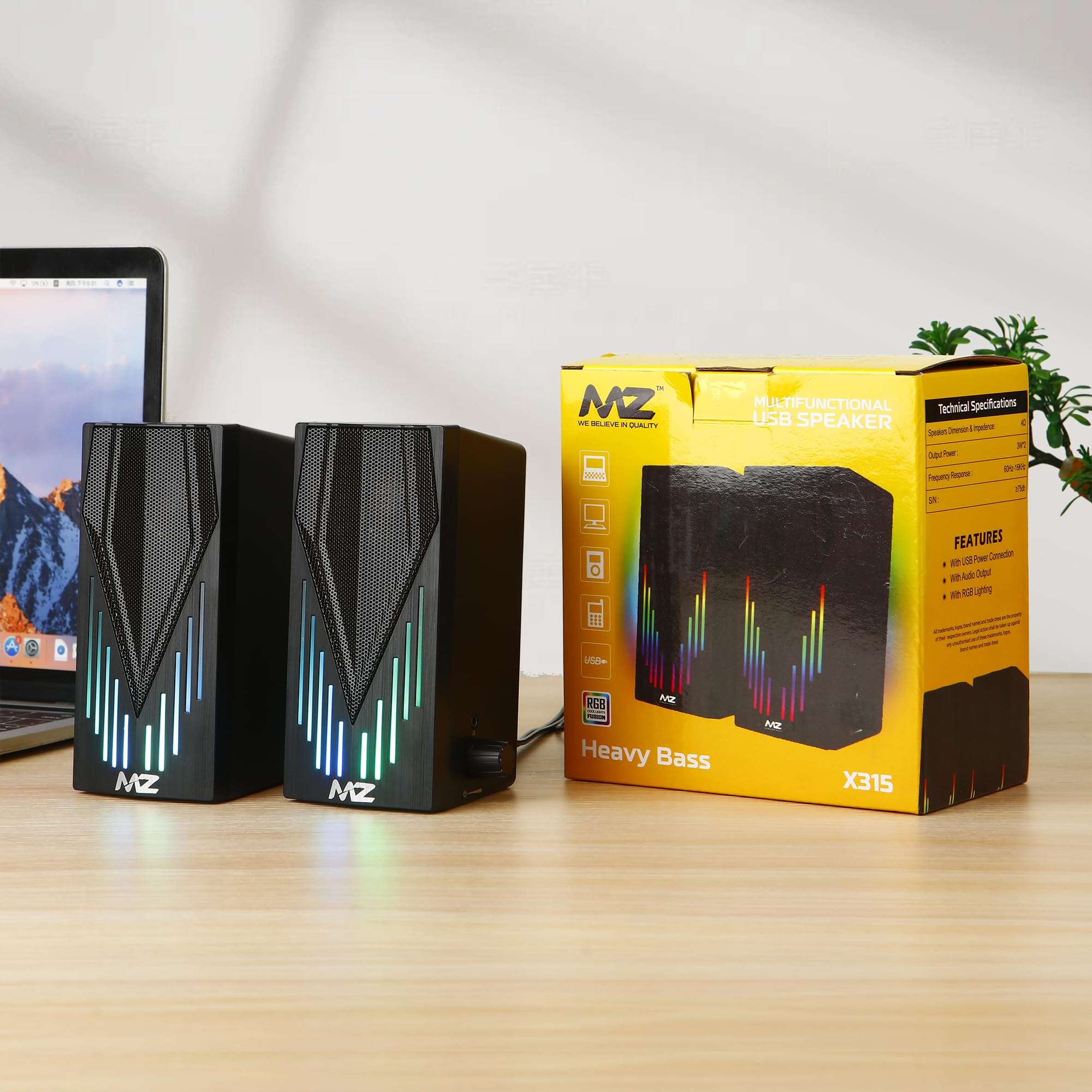 MZ X315 (Desktop Speaker) 2.0 Multifunctional Colorful Digital Speaker with RGB LED, 6W Power 5