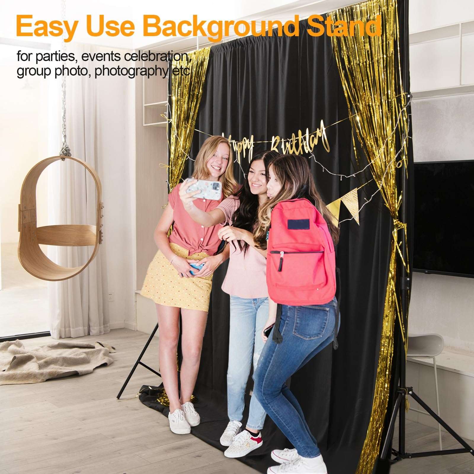 EMART 8.5 x 10 ft Photo Backdrop Stand, Adjustable Photography Muslin Background Support System Stand for Photo Video Studio 6