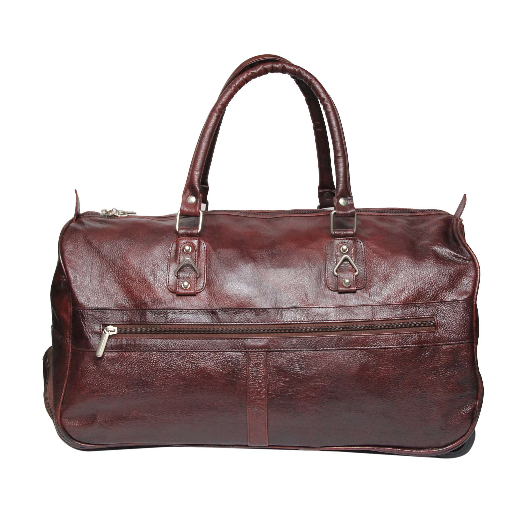 C Comfort Pure Leather 1400Cms Brown Softside Duffel Travel Duffle Trolley Bag with Wheels and Lock 3