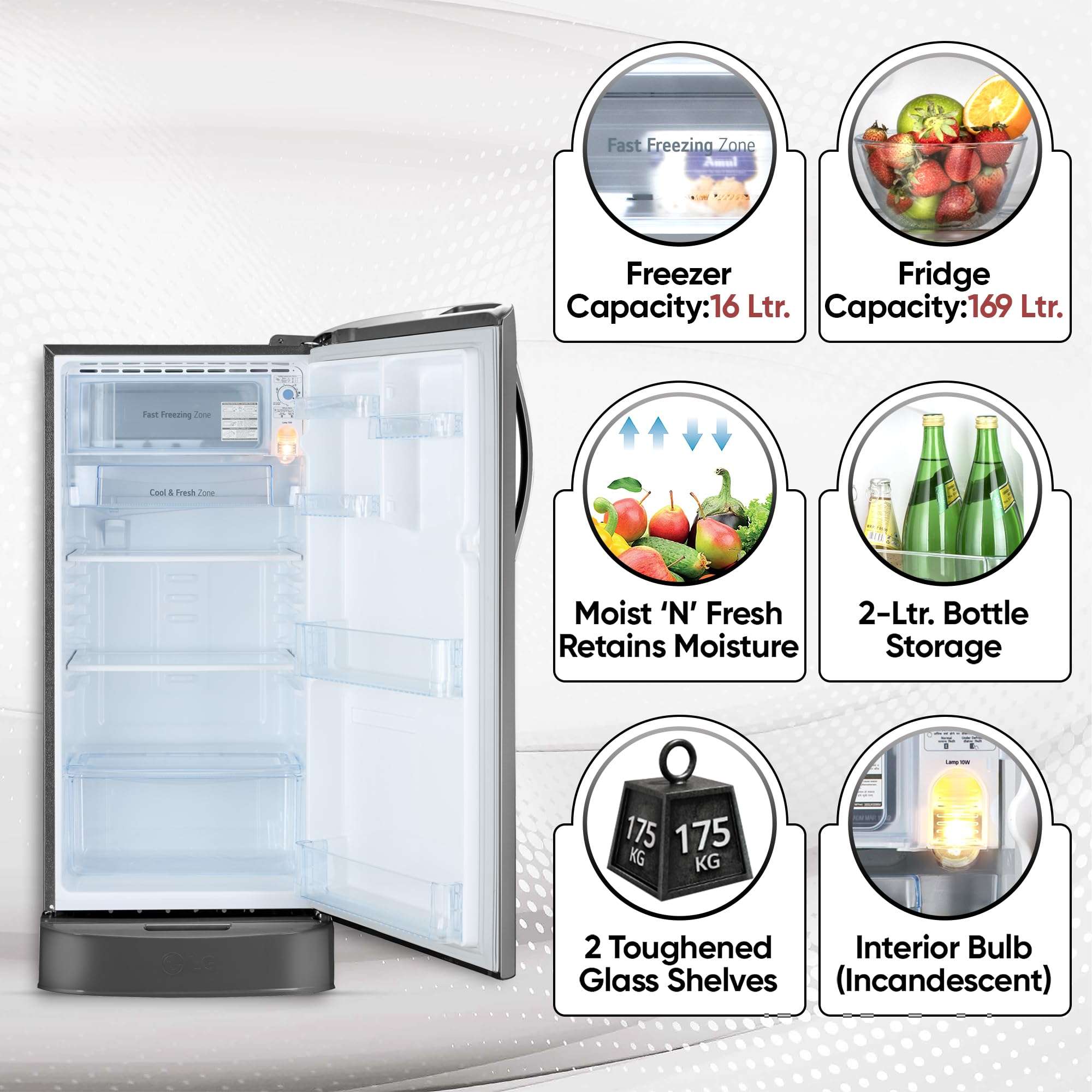 LG 185 L, 5 Star, Smart Inverter Compressor, Direct-Cool Single Door Refrigerator (GL-D201APZU.BPZZEBN, Shiny Steel, Base stand with drawer & Fast Ice Making) 4