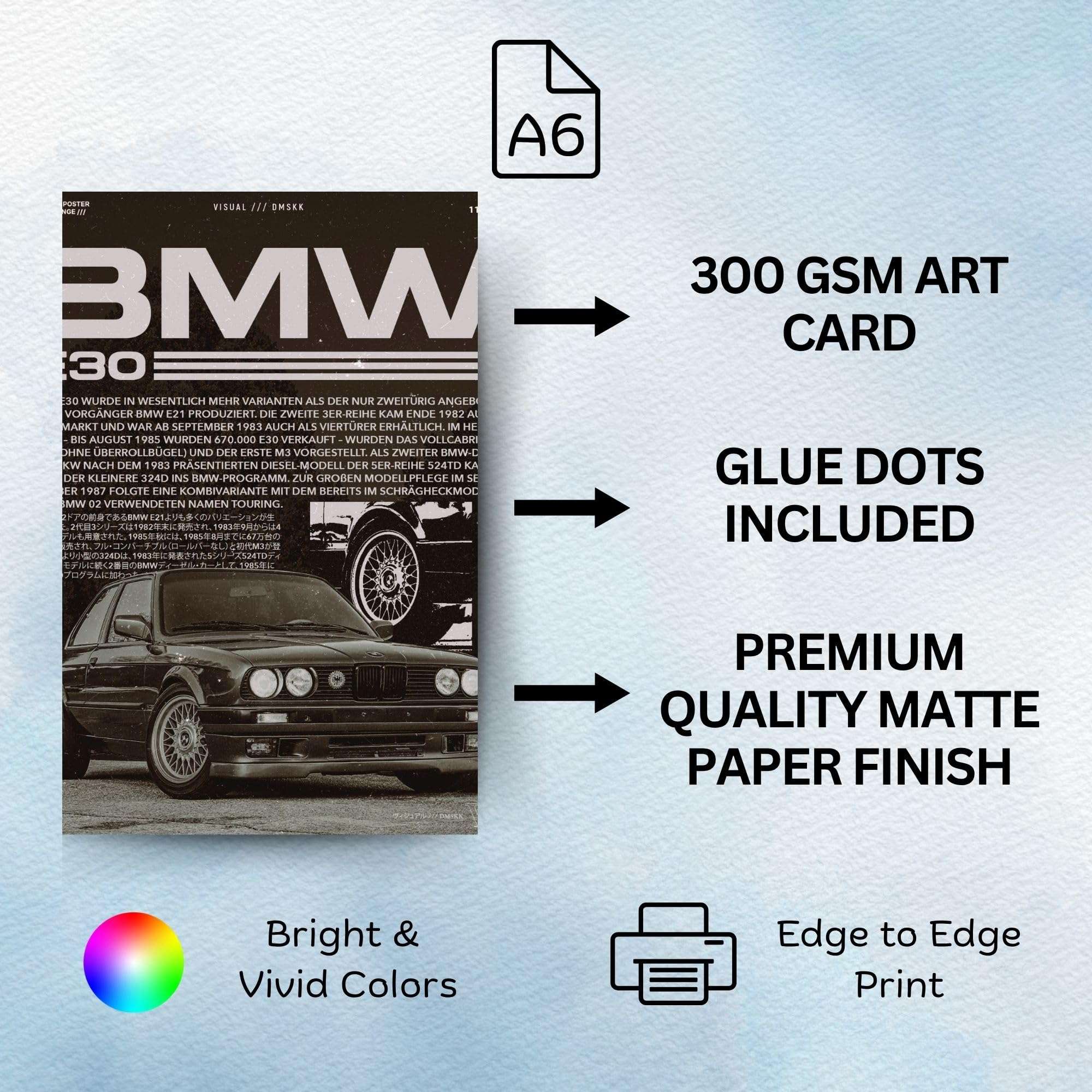 Posters Inc Vintage Car Wall Posters Set of 54 A6 (4x6 Inch) Mini Prints | Classic Retro Car Collage Kit for Room, Garage & Office | 300 GSM Matte Photo Paper, Glue Dots Included | Antique Automobile Wall Art Decor 5