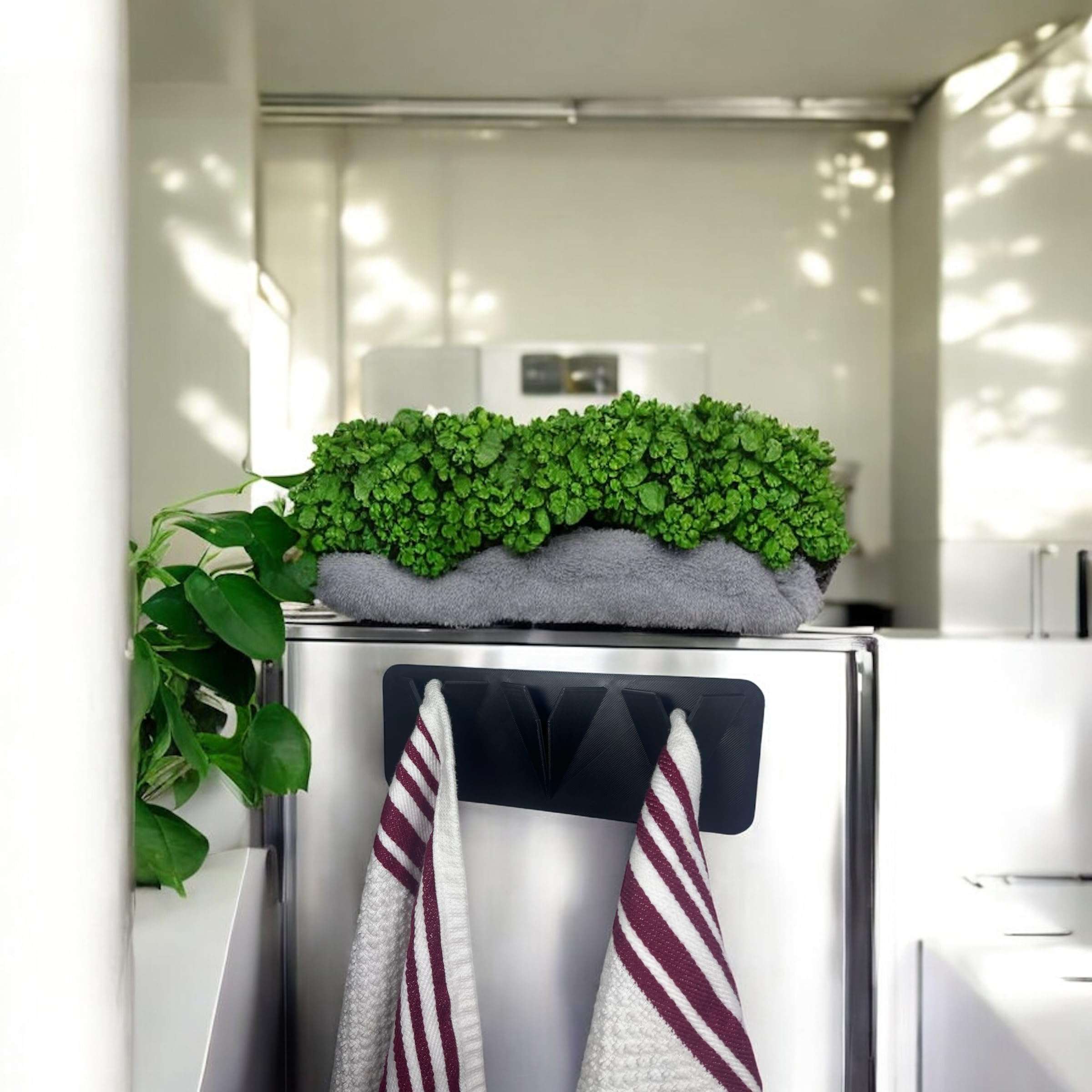 Modern Wall Mount Towel Hook Rack with Double Sided Tape, 3 Foldable Hooks, Black 3