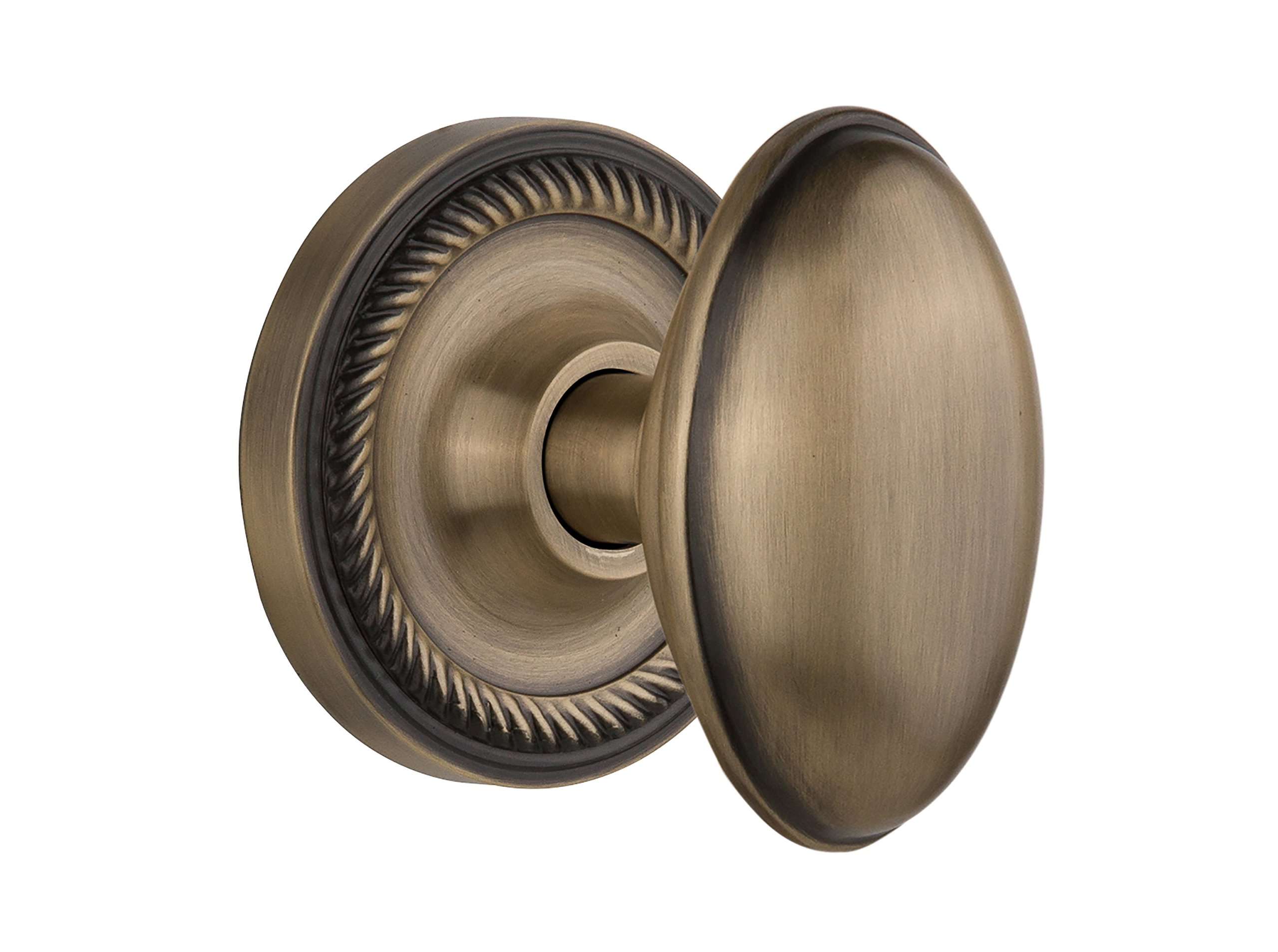 Nostalgic Warehouse Rope Rosette with Homestead Knob, Double Dummy, Antique Brass