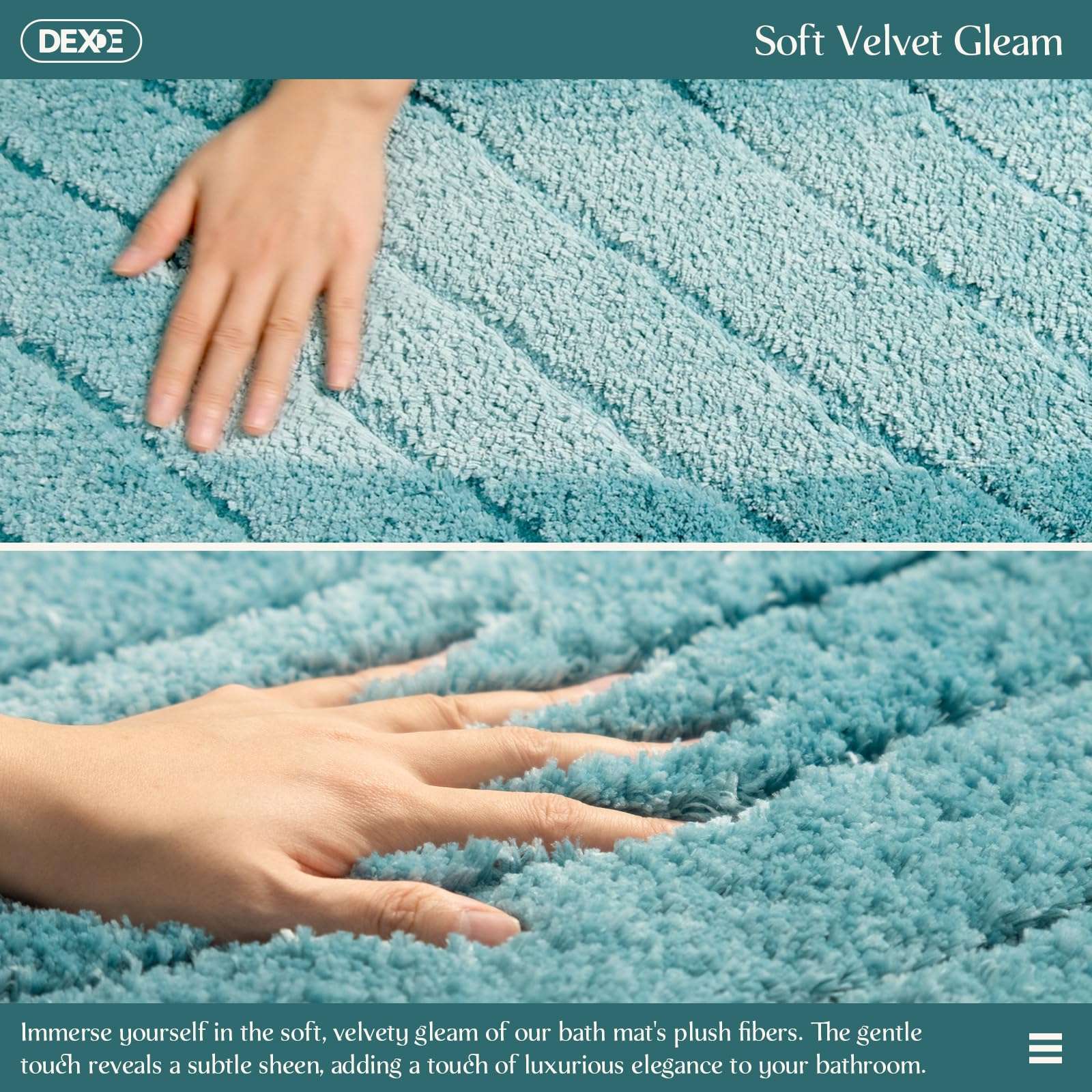 DEXDE Luxury Plush Fluffy Microfiber Bath Rugs, Soft Absorbent Non-Slip Bath Mats, Extra Large (24x47) Teal 5